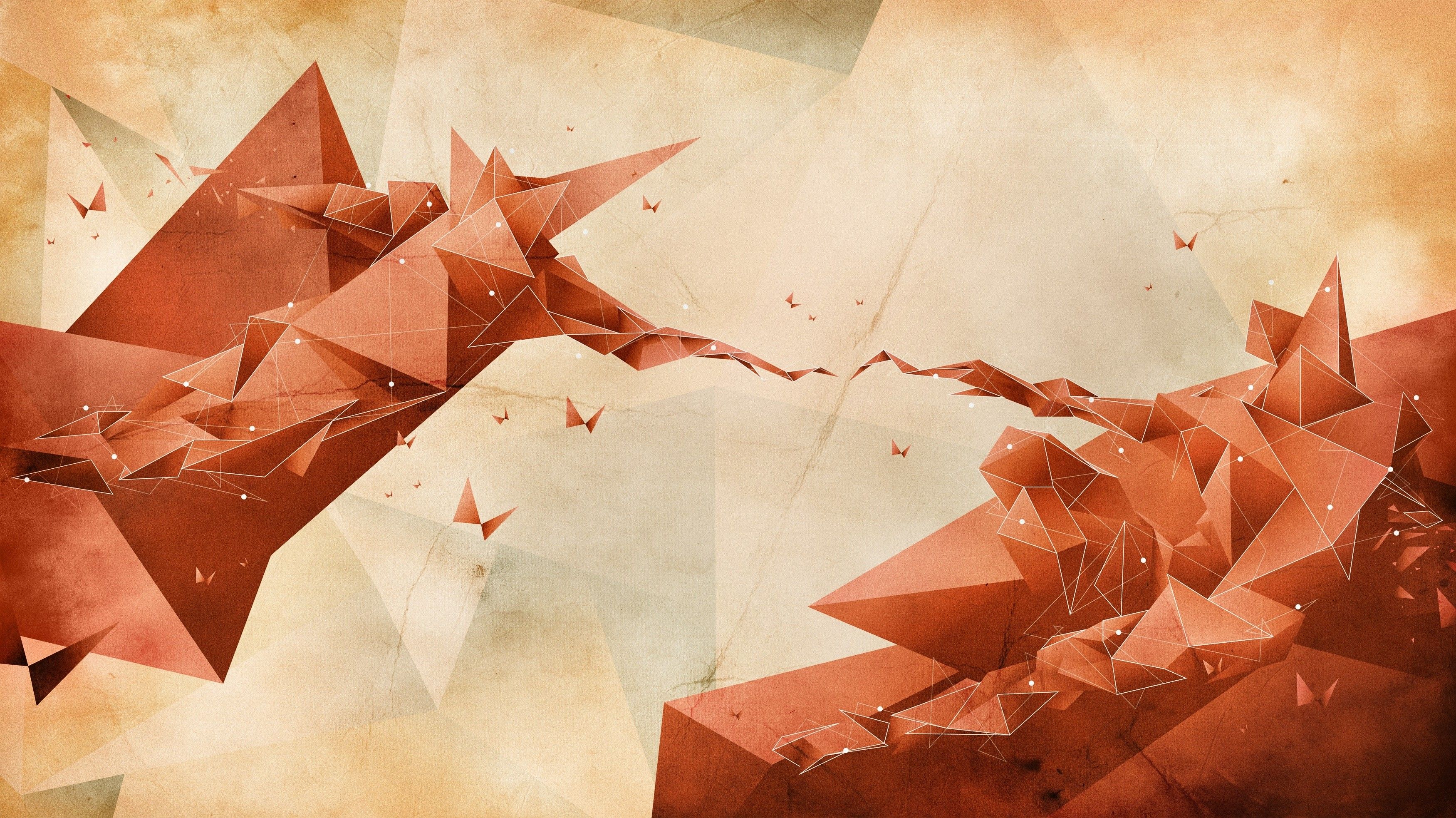 geometry, Red, Low Poly, The Creation Of Adam Wallpaper HD