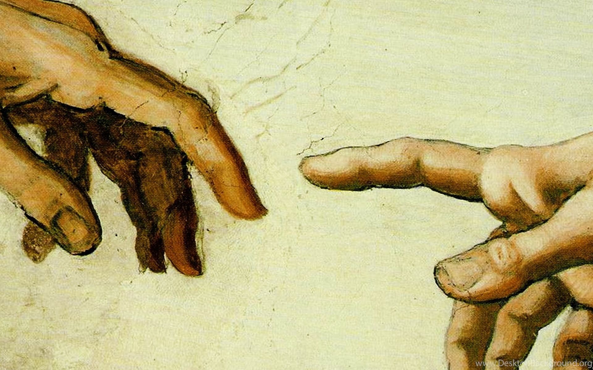 Paintings Hands Michelangelo The Creation Of Adam Desktop Background