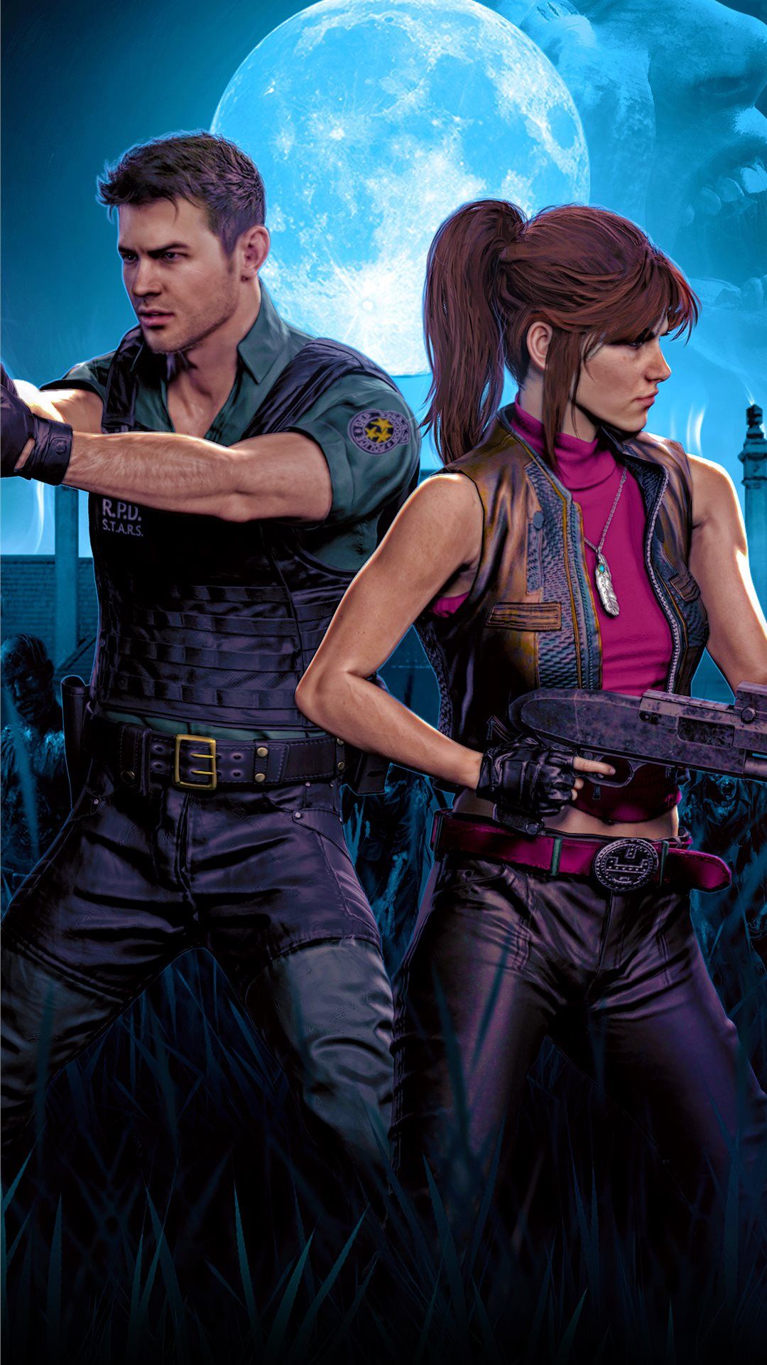 chrisredfield and claireredfield resident evil 4k iPhone 8