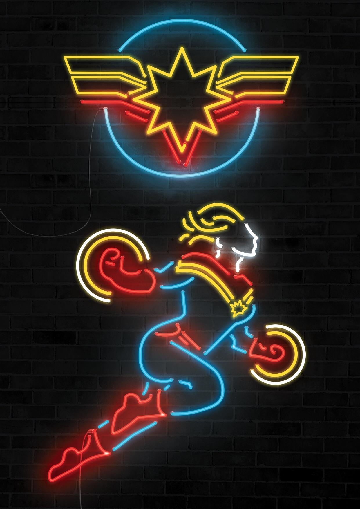 I made a neon sign poster of Captain Marvel :)