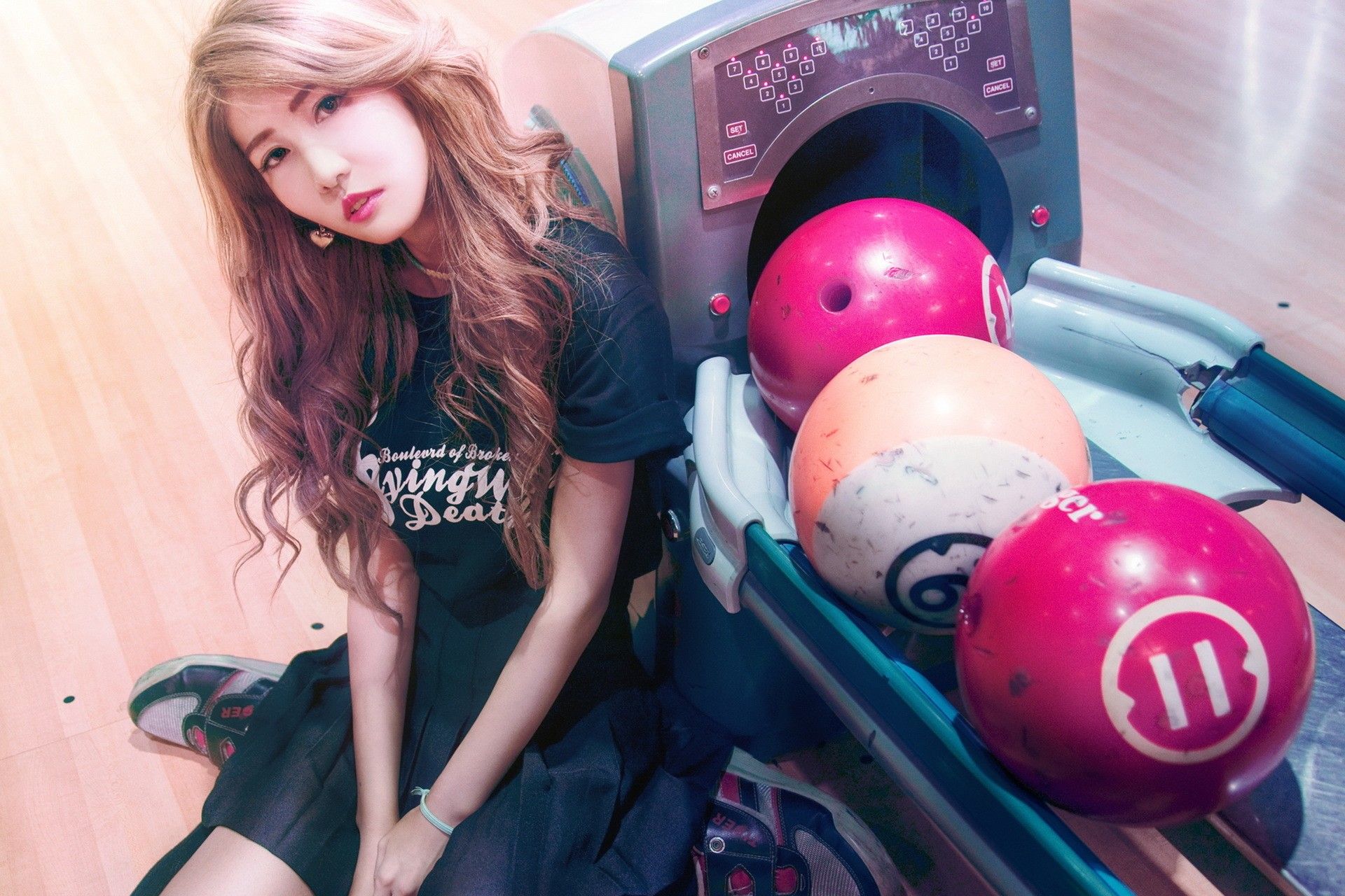 Asian, Women, Model, Bowling Balls Wallpaper HD / Desktop