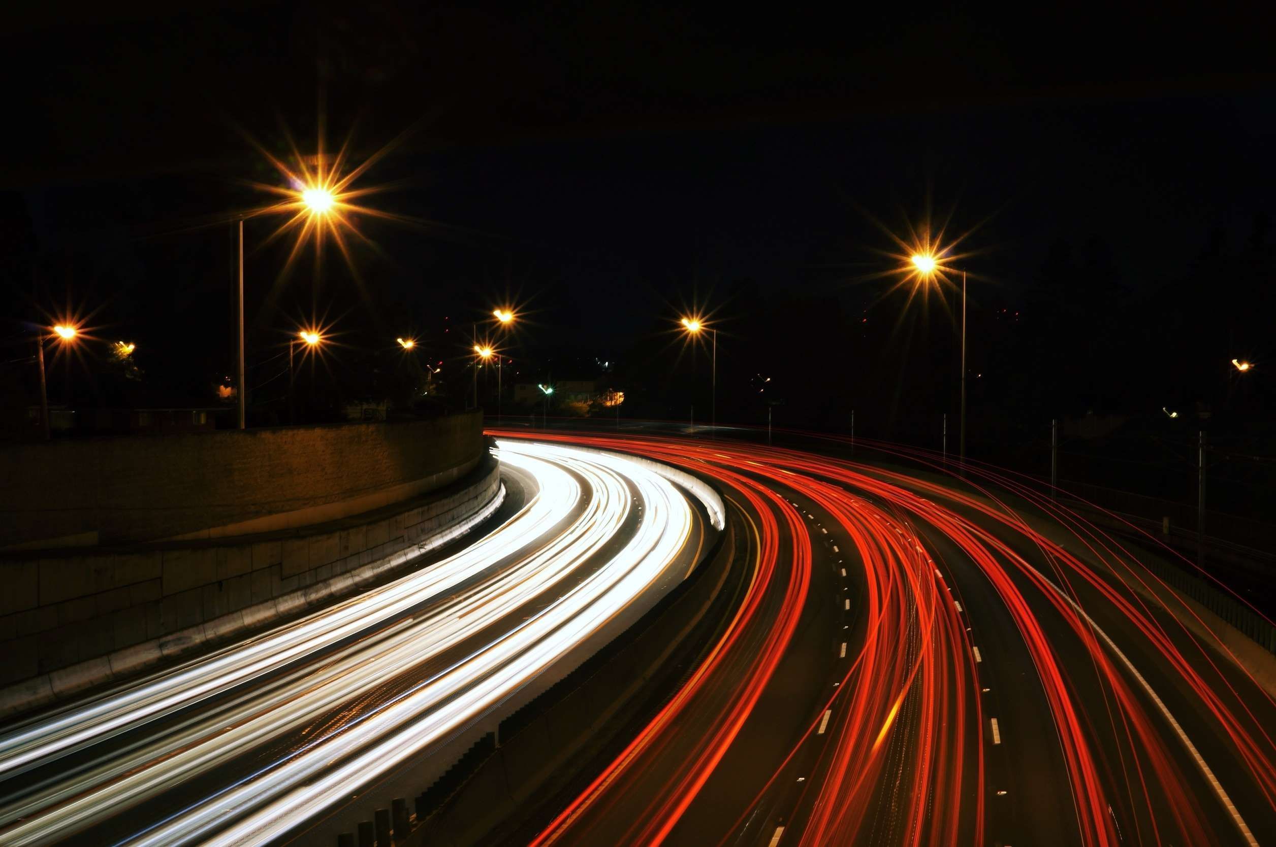 blur #busy #cars #dark #driving #freeway #highway #illumination
