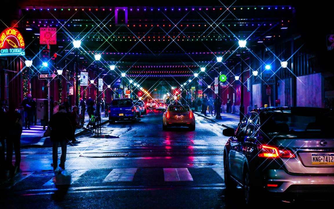 Download wallpaper 3840x2400 night city, street, traffic, lights