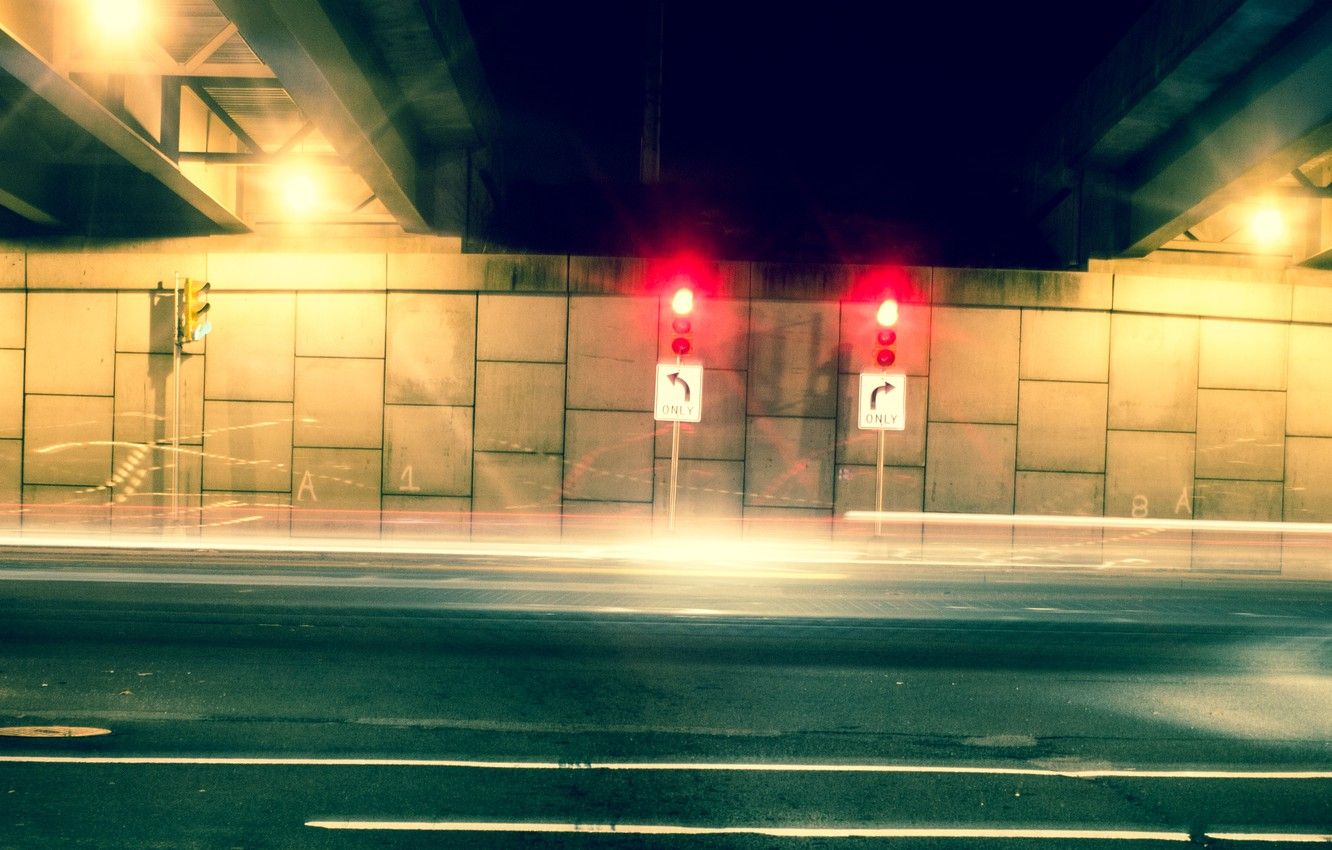 Wallpaper car, light, cars, night, traffic light image