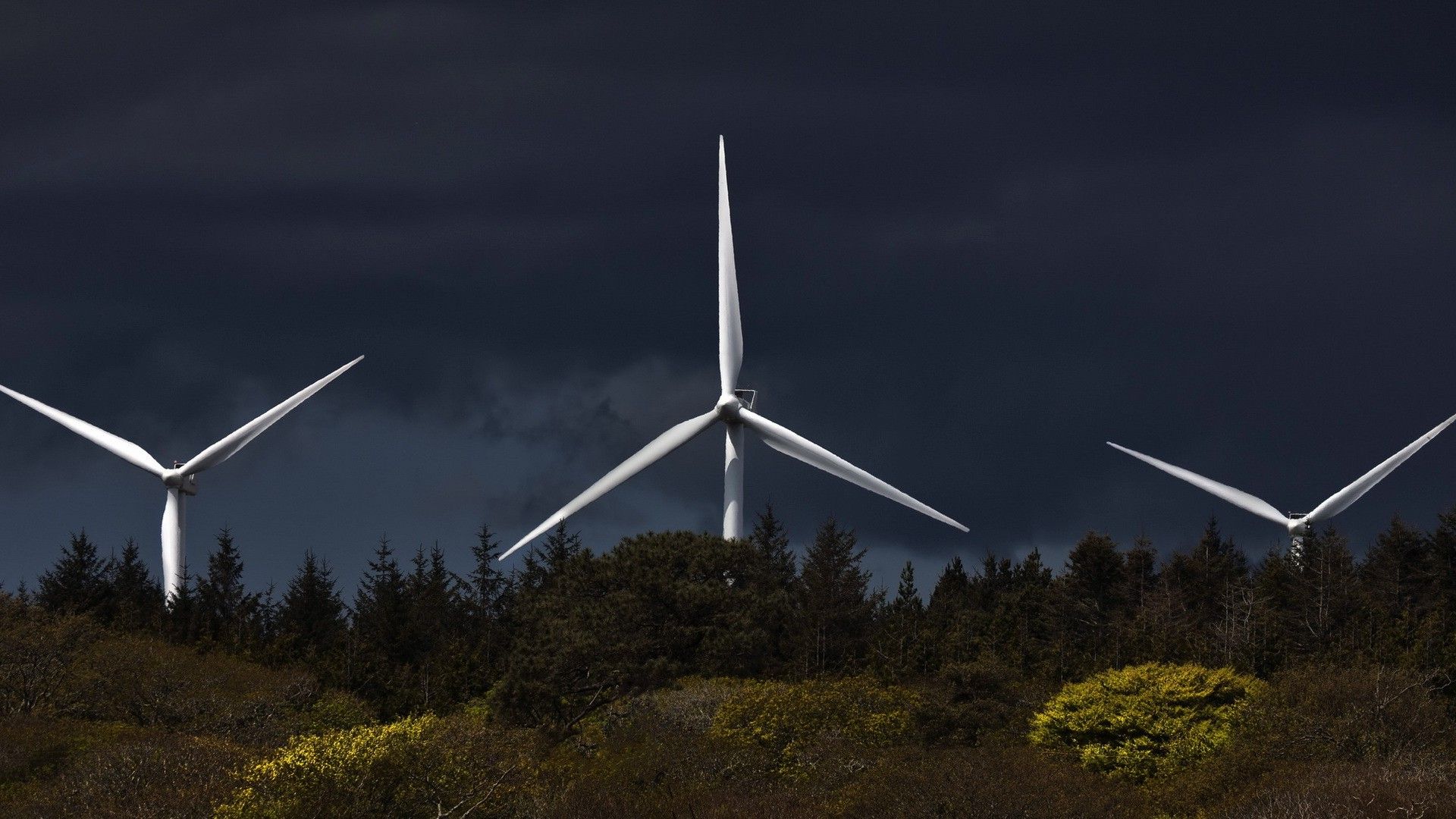 nature, Landscape, Sky, Clouds, Trees, Turbine, Wind Turbine