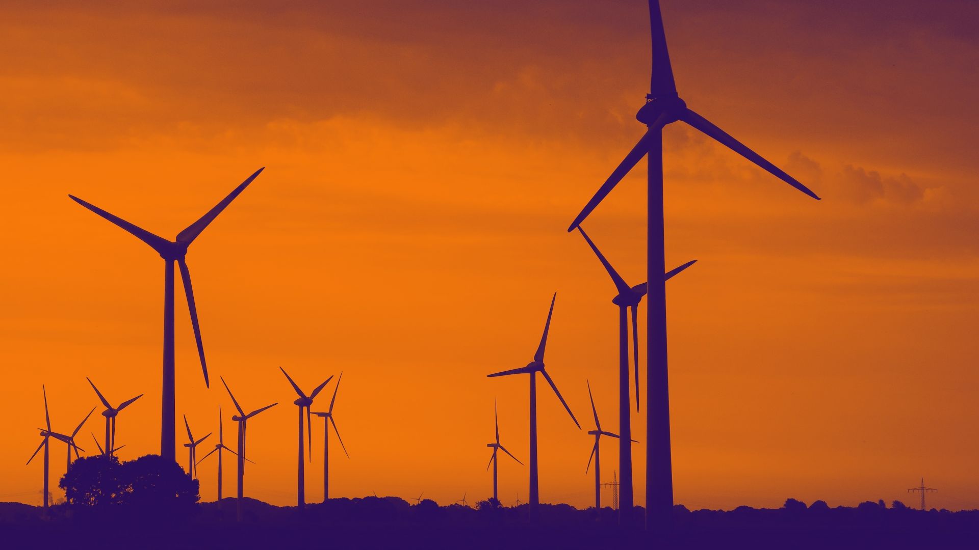 Desktop wallpaper silhouette, sunset, wind turbines, HD image