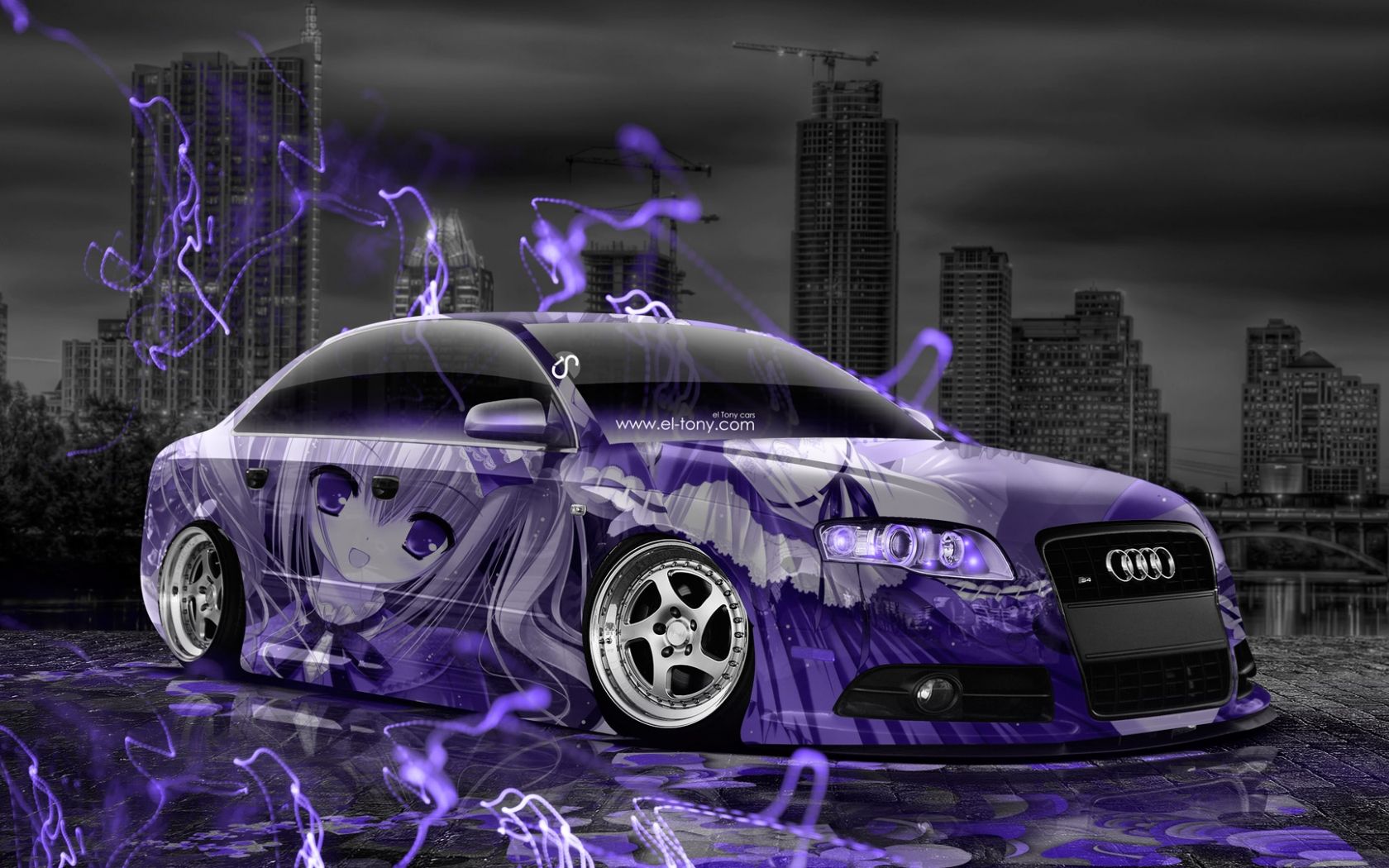 Free download Anime Girl Aerography City Car 2015 Violet Neon