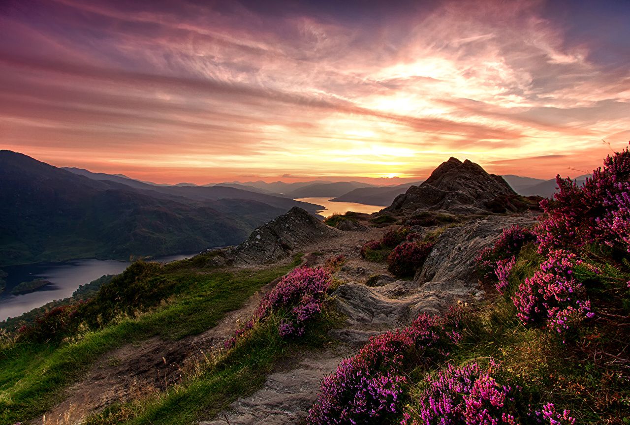Desktop Wallpaper Scotland Trossachs National Park Nature mountain
