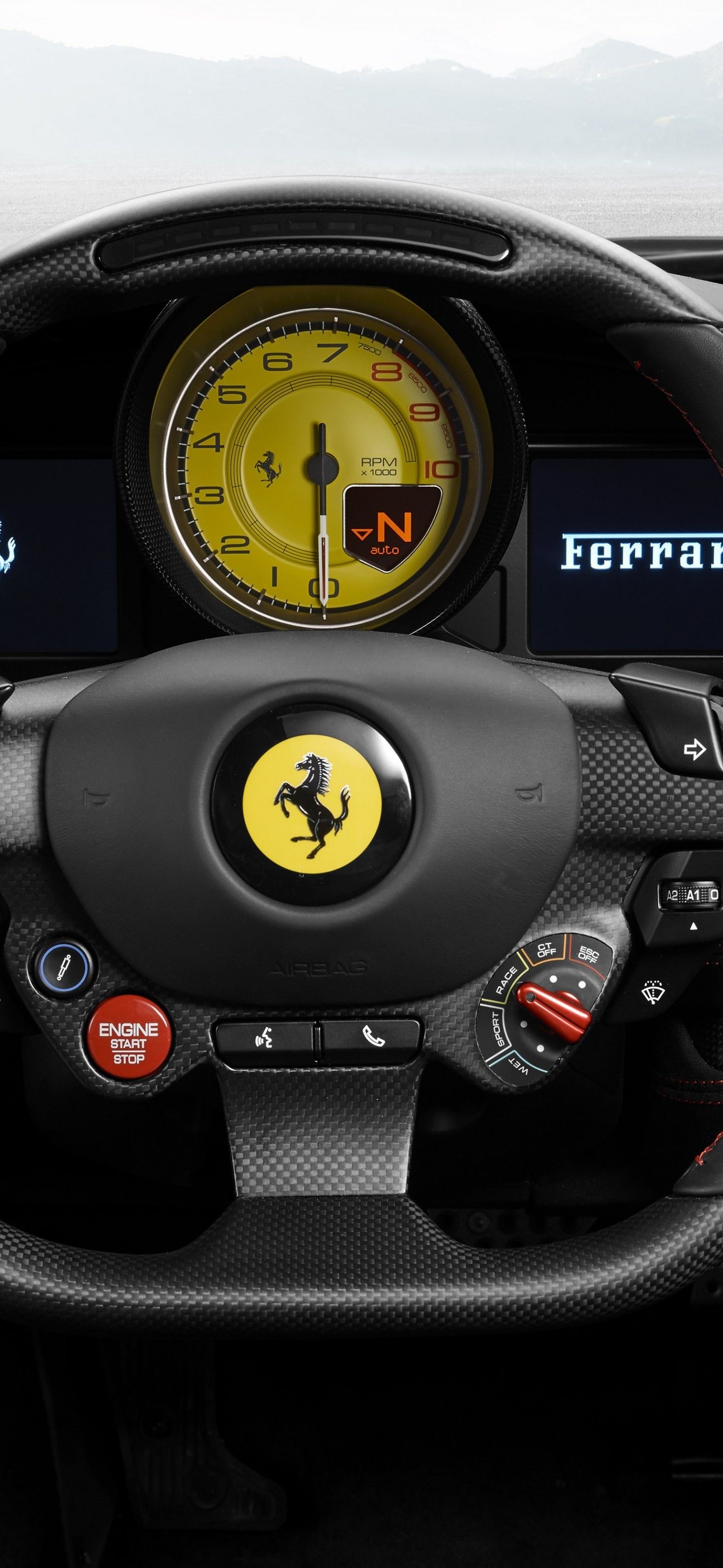 Download 1440x3120 Ferrari F8 Tributo, Interior, Supercars