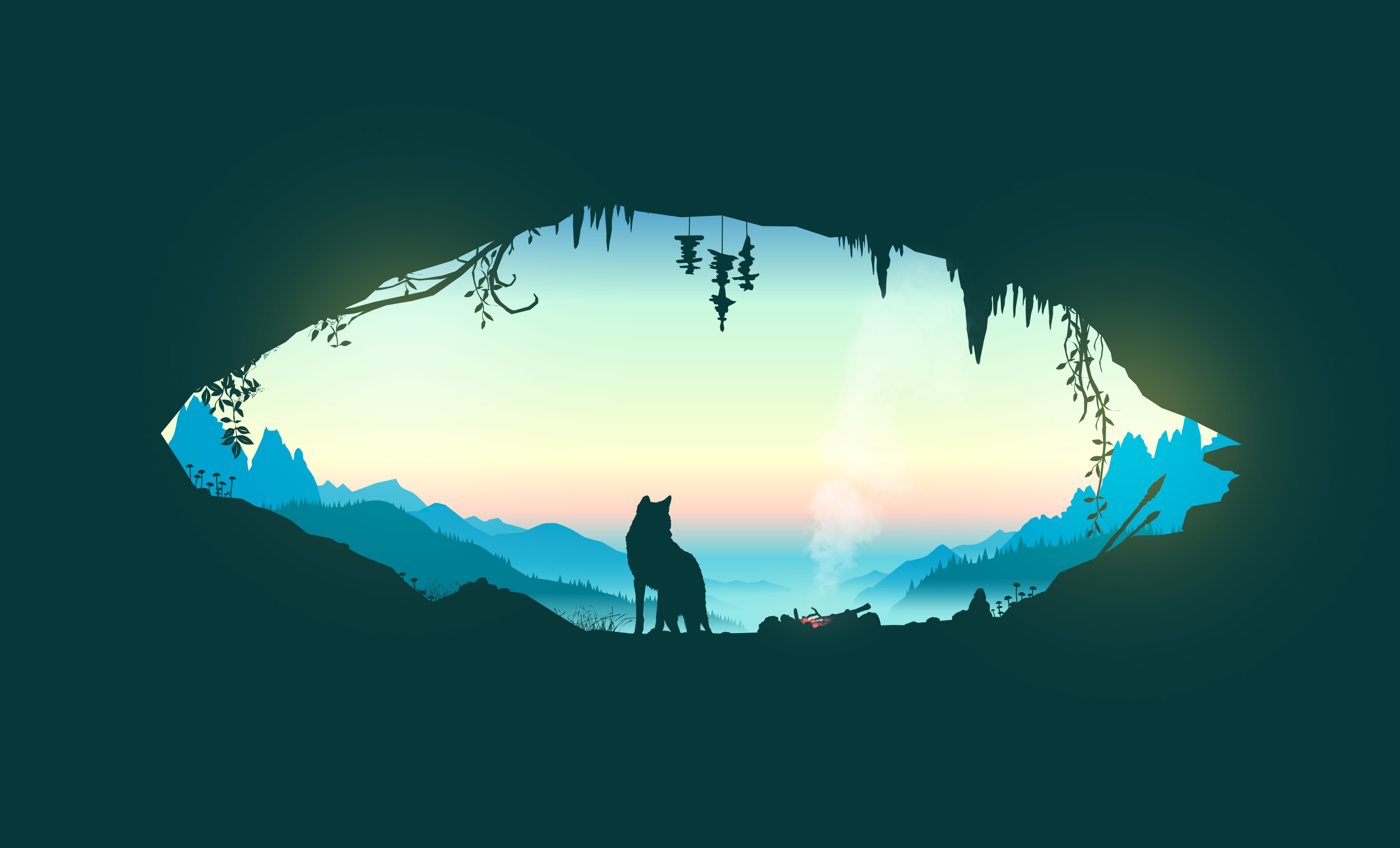 Minimalist Wolf and Scenery [2904x1760]
