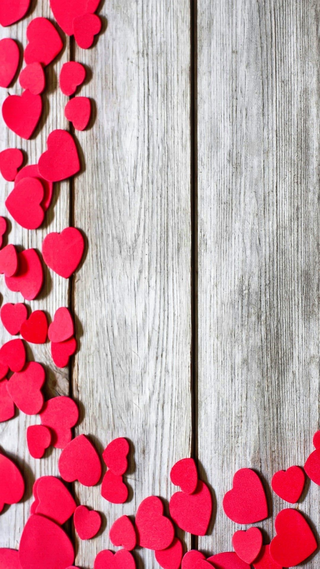 iPhone Wallpaper Red Hearts Wooden Background 3D iPhone