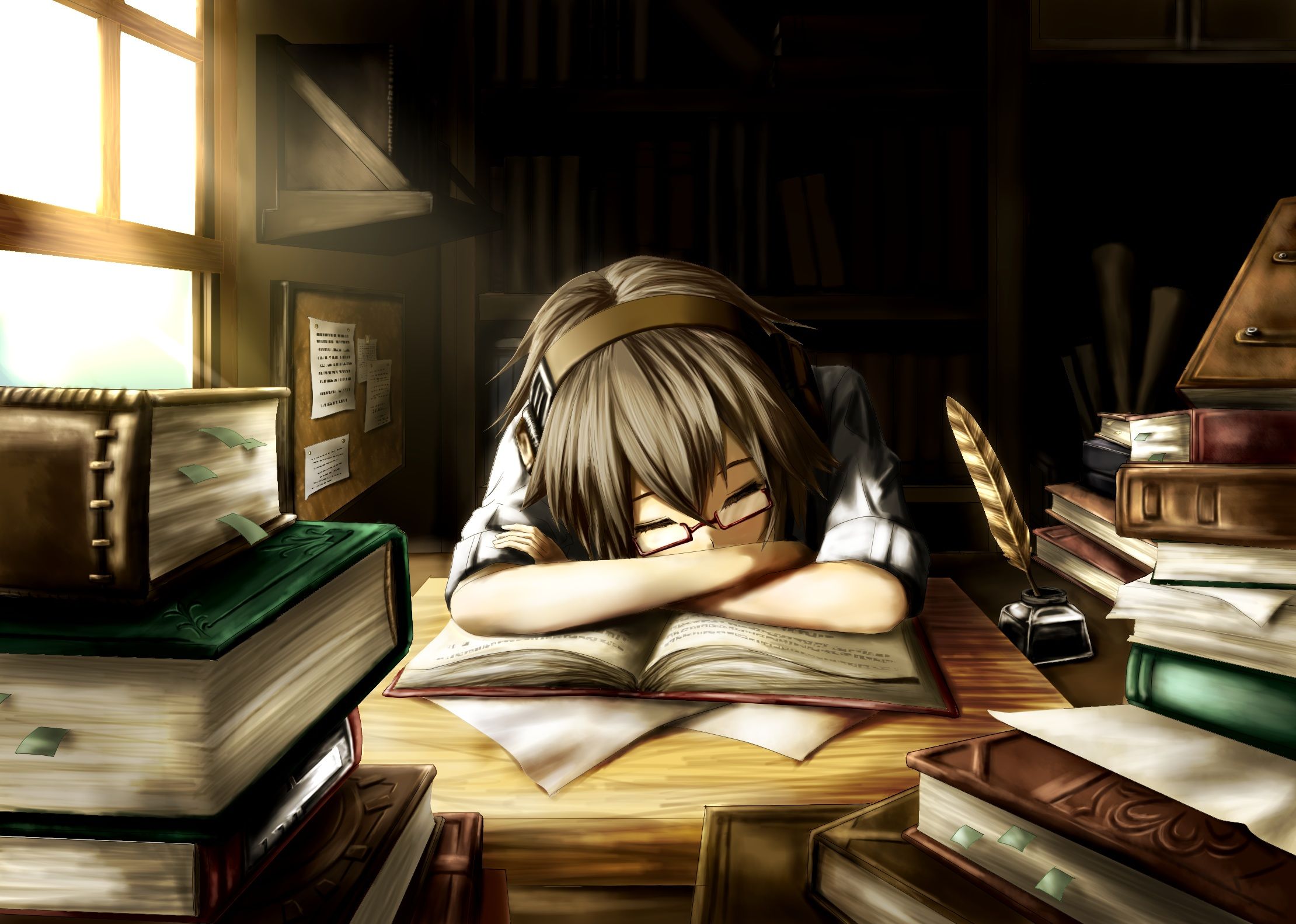 Anime Girl Reading A Book Wallpaper HD