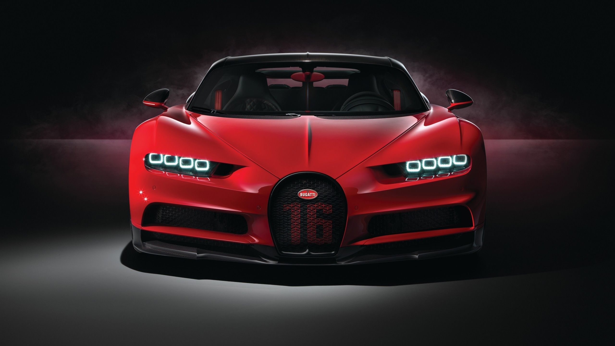 Download 2560x1440 Bugatti Chiron, Cars, Red, Supercar, Front View