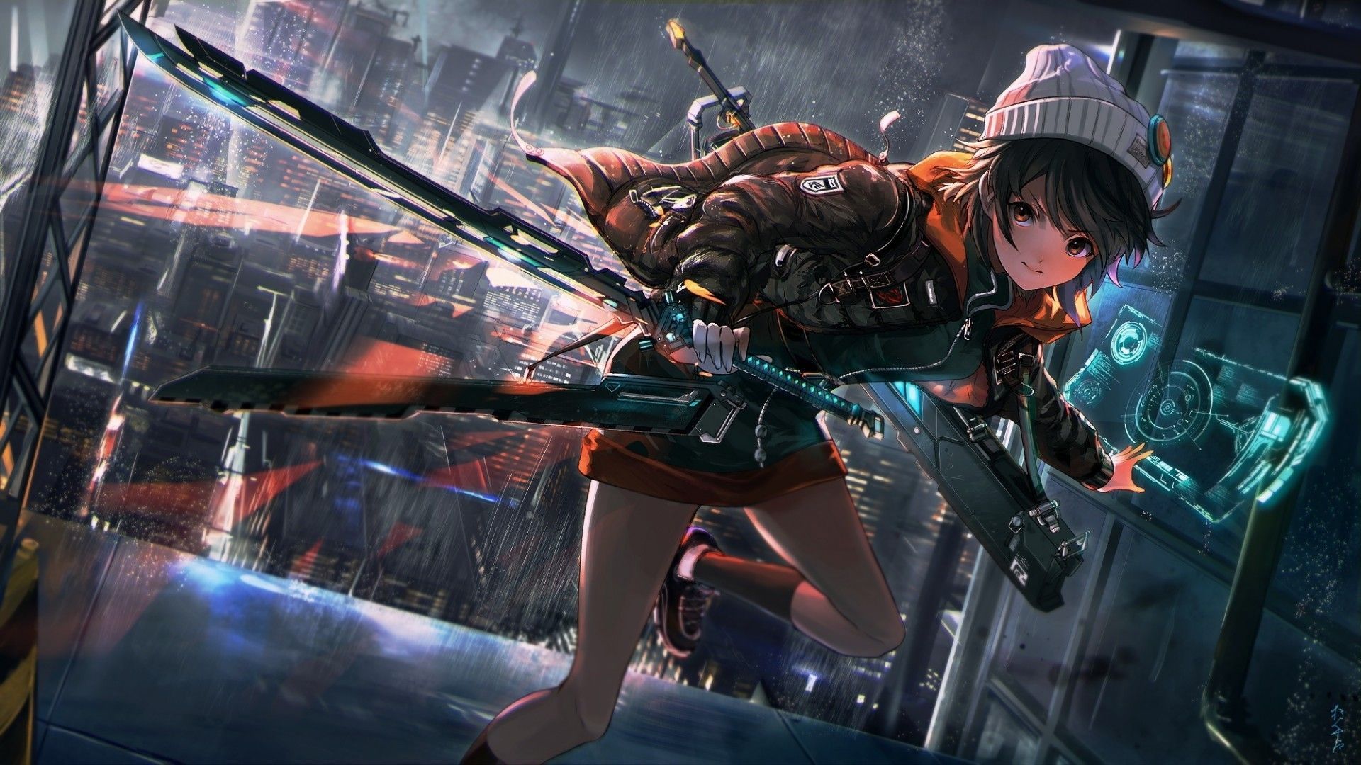 Anime Girl Cyberpunk Sci-Fi 4K Wallpaper #299