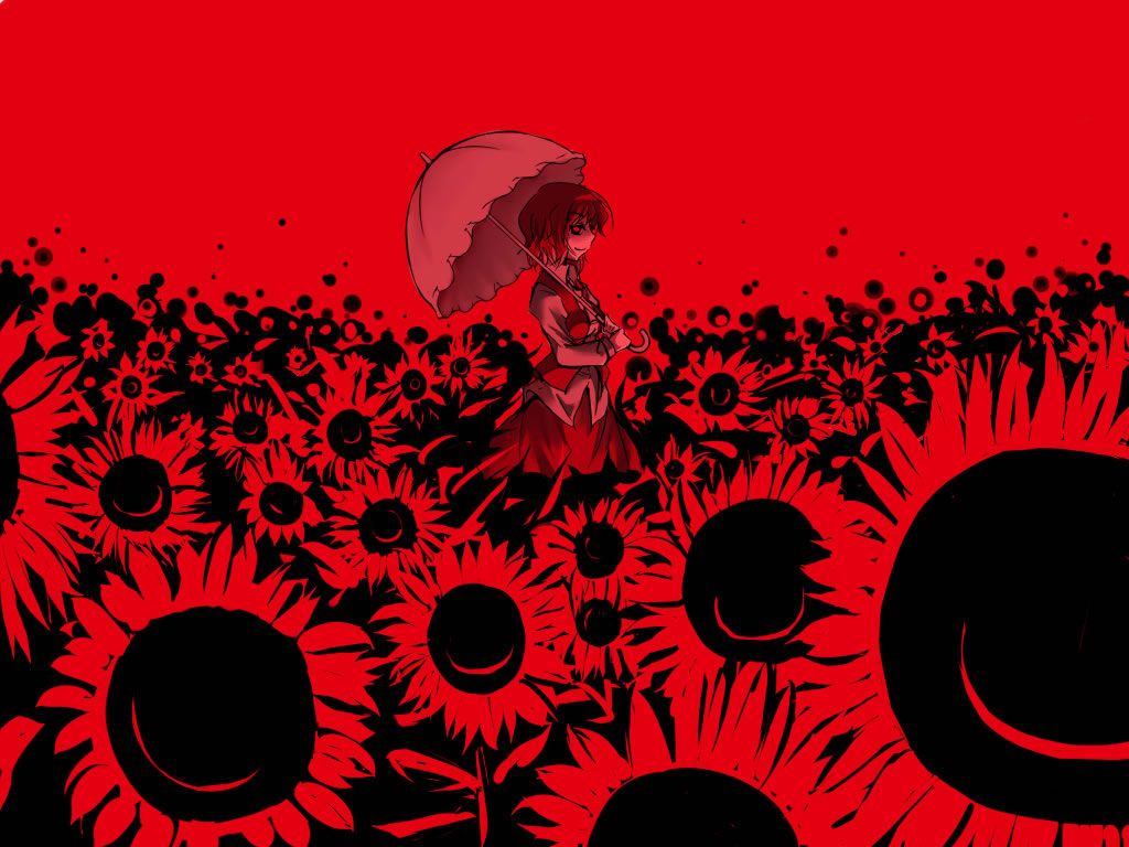 Free download Red Sunflowers Anime Wallpaper Image featuring