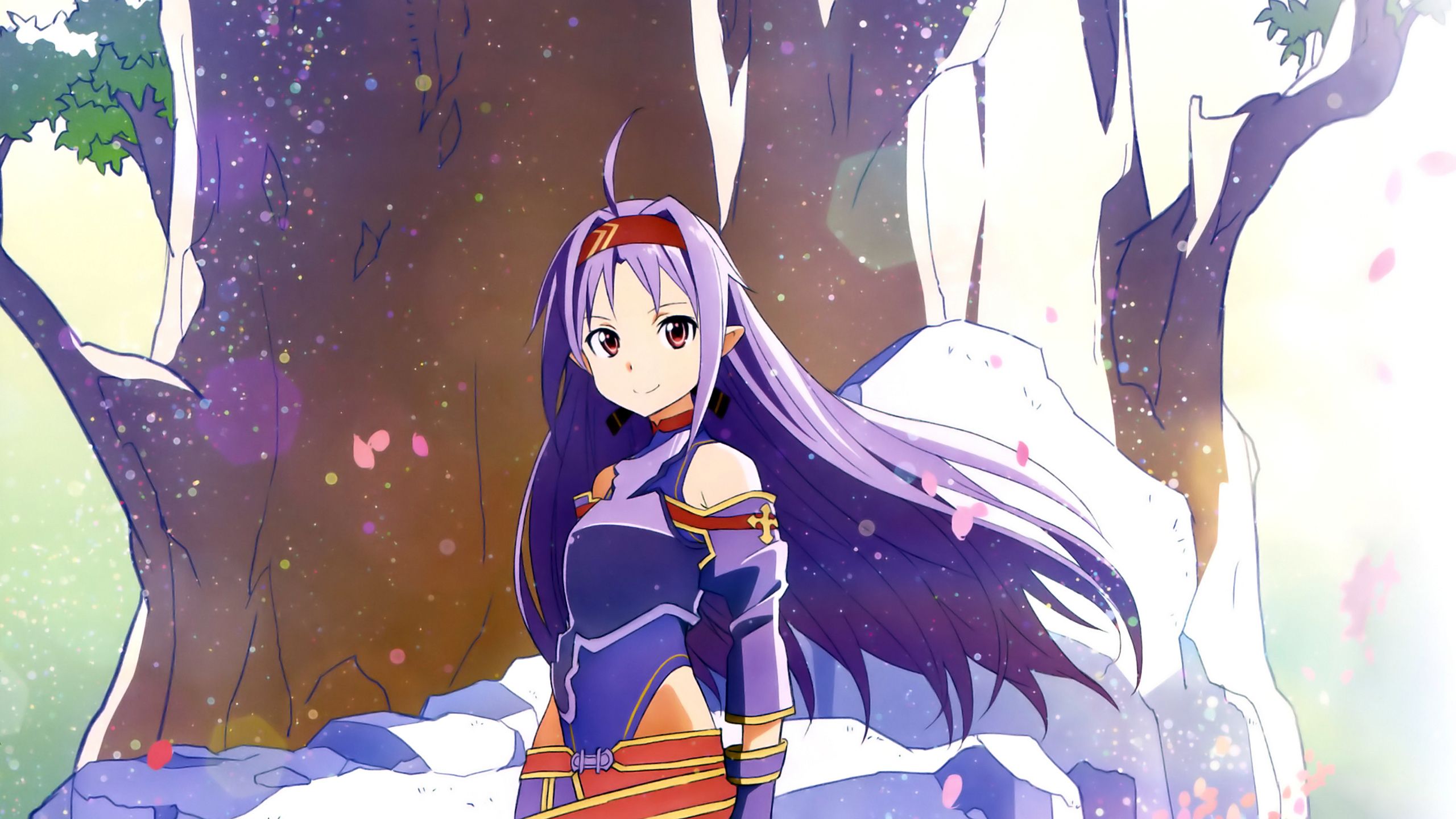 purple, long hair, armor, purple hair, Konno Yuuki, anime, anime girl, wallpaper, Sleeping Knights, headband wallpaper