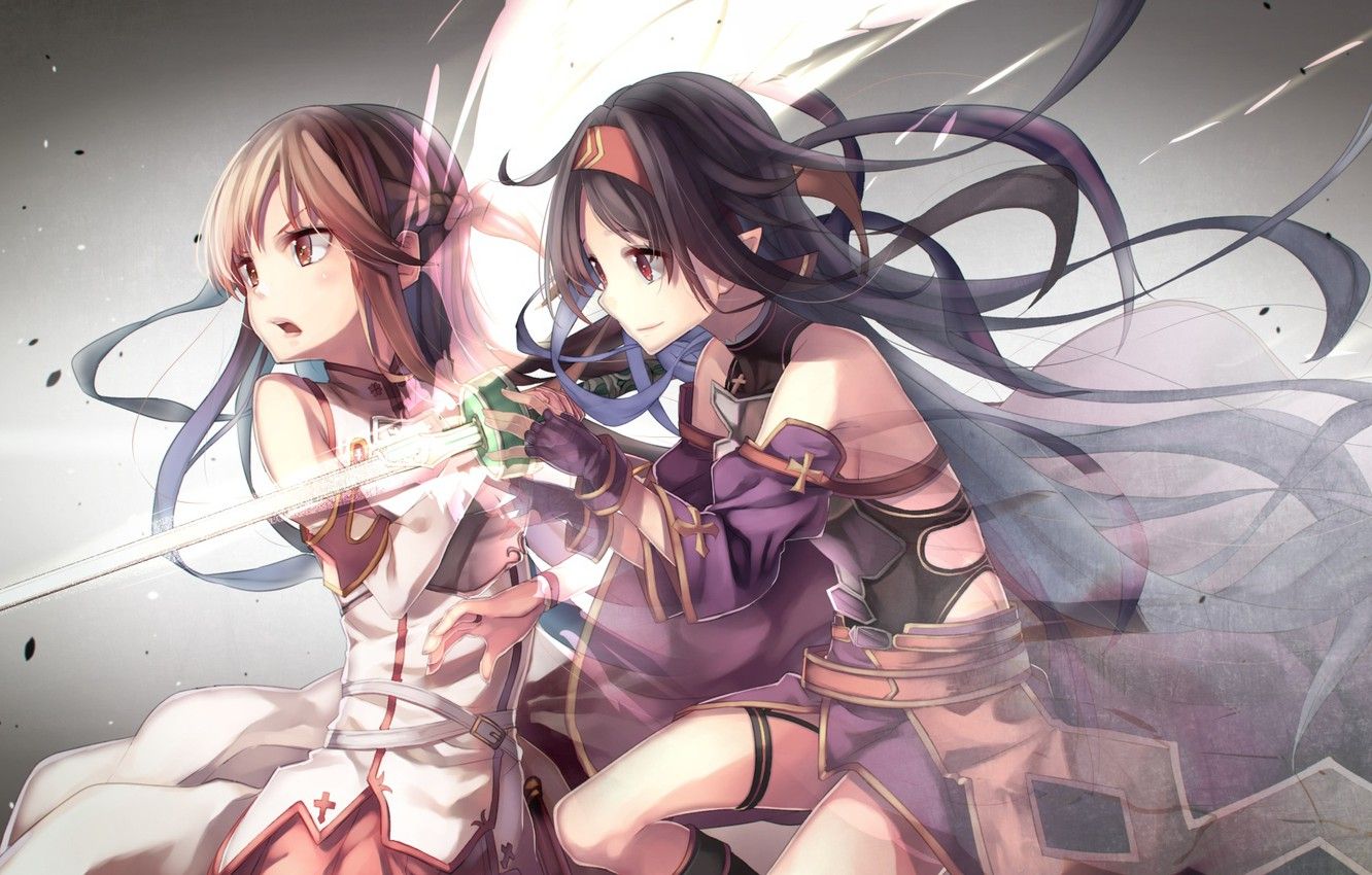 Wallpaper weapons, girls, sword, anime, art, sword art online