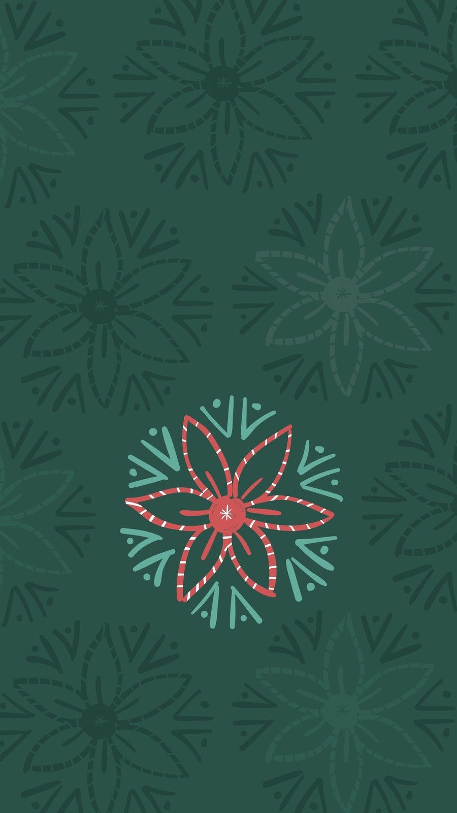Green and Red Flower Festive Flat Illustration Visual Phone