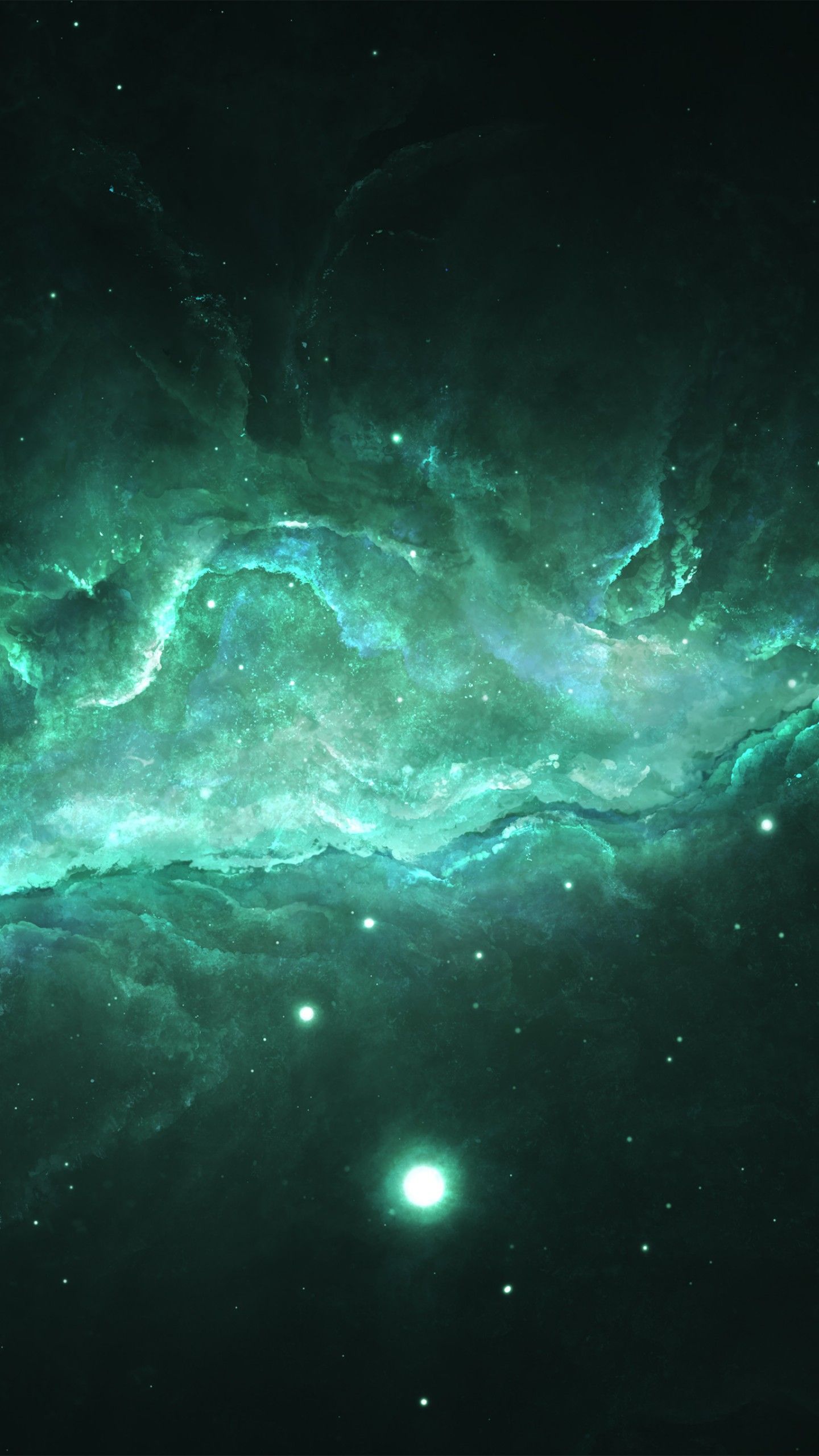 Wallpaper Neon Green, Nebula, 4K, Space