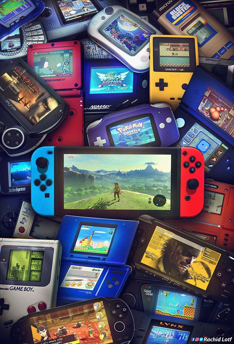 Years of Handheld Game Systems. Retro gaming art, Game