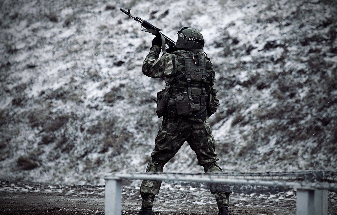 Wallpaper snow, military, special forces, Russia, Kalashnikov