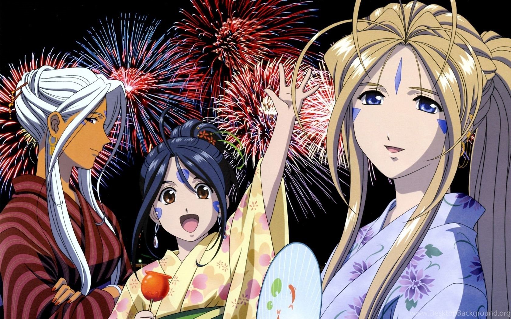 Firework Anime Happy New Year 2014 Wallpaper Desktop Background