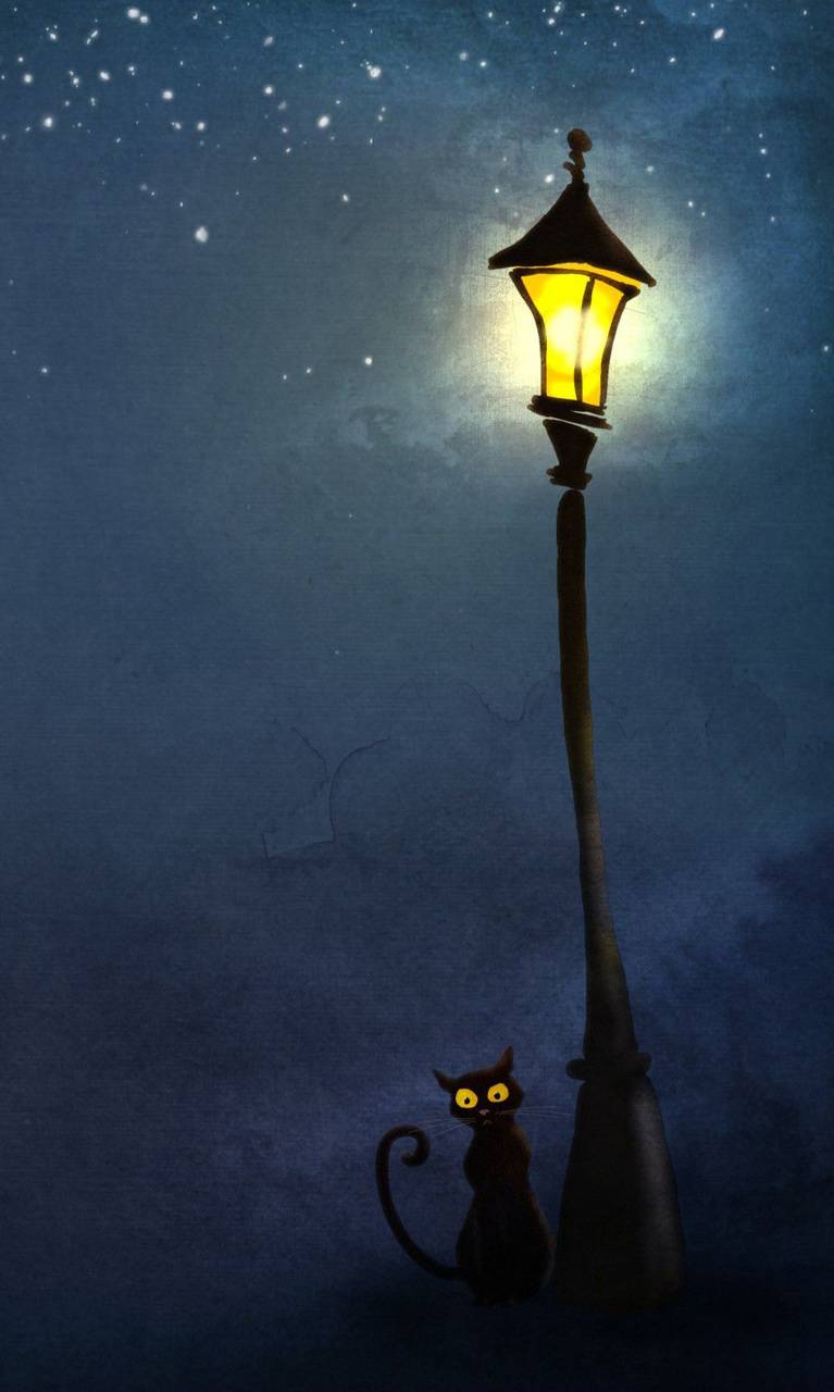 Cat and lamp post wallpaper