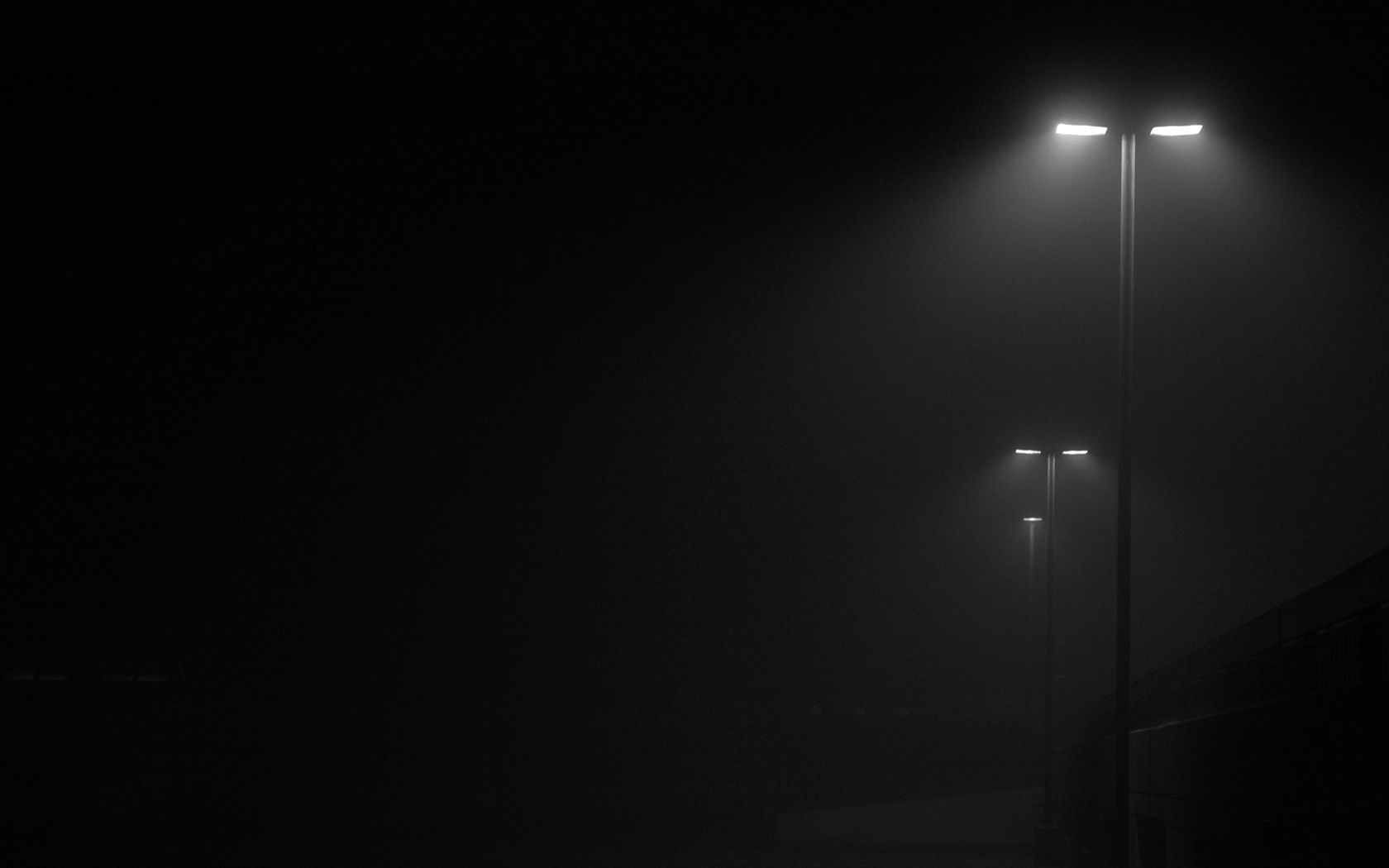 fog, Dark, Lamp, Post, Lights, Monochrome Wallpaper HD / Desktop