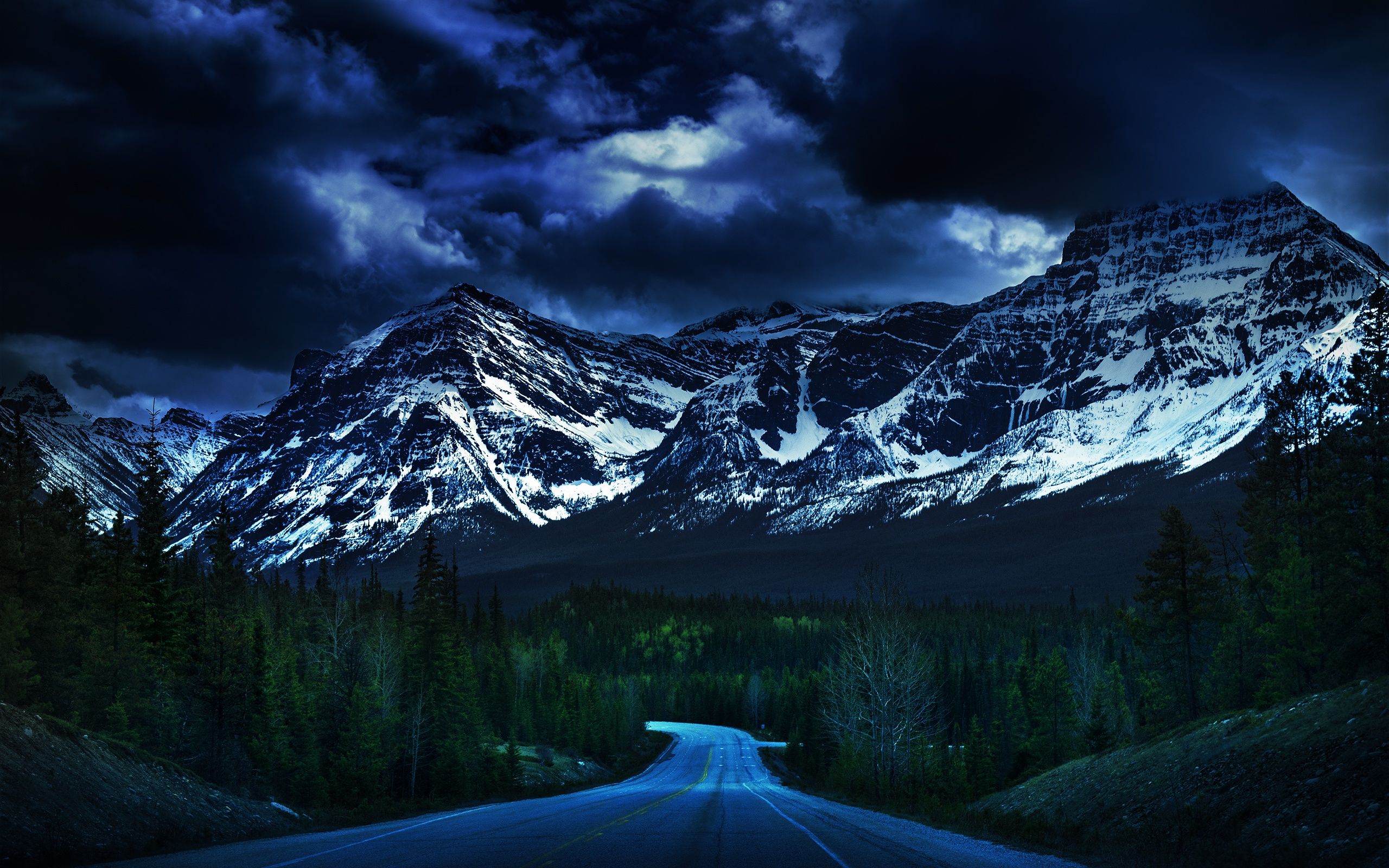 Wallpaper Nature Mountains Sky Roads Trees Clouds 2560x1600