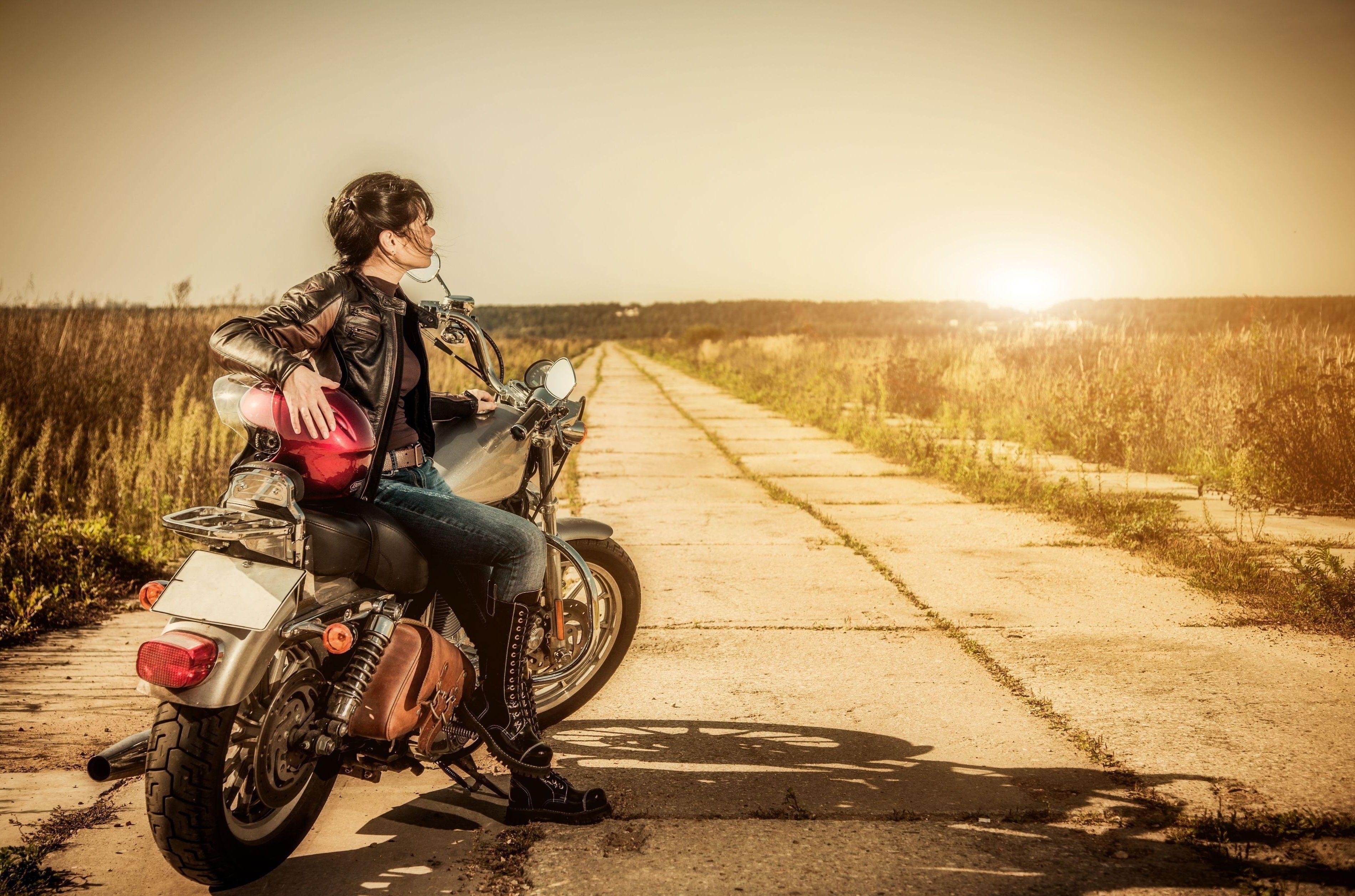 women Outdoors, Motorcycle, Cruiser, Women Wallpaper HD / Desktop