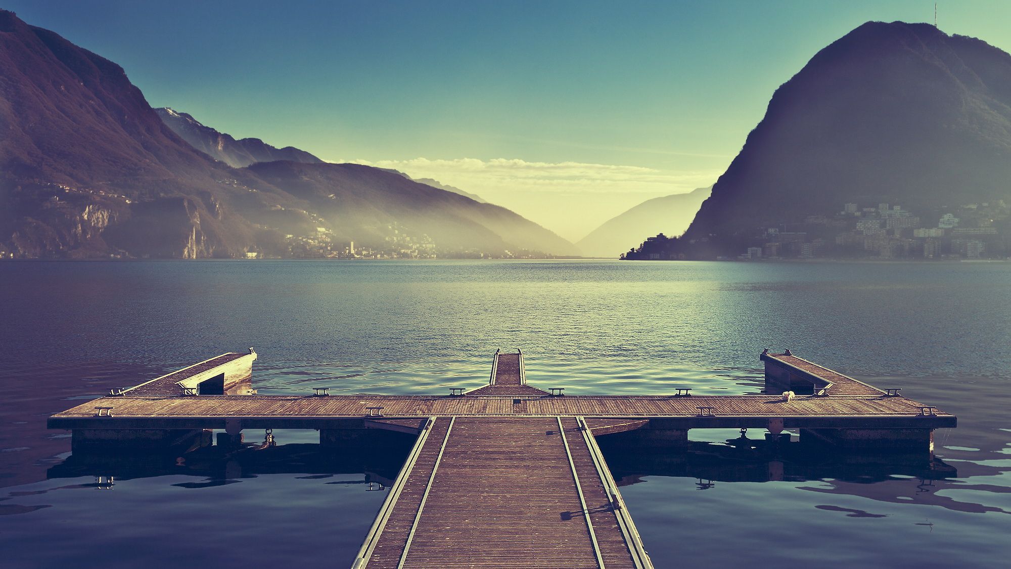 Lake of Lugano, Canton of Ticino, Switzerland On the right is San