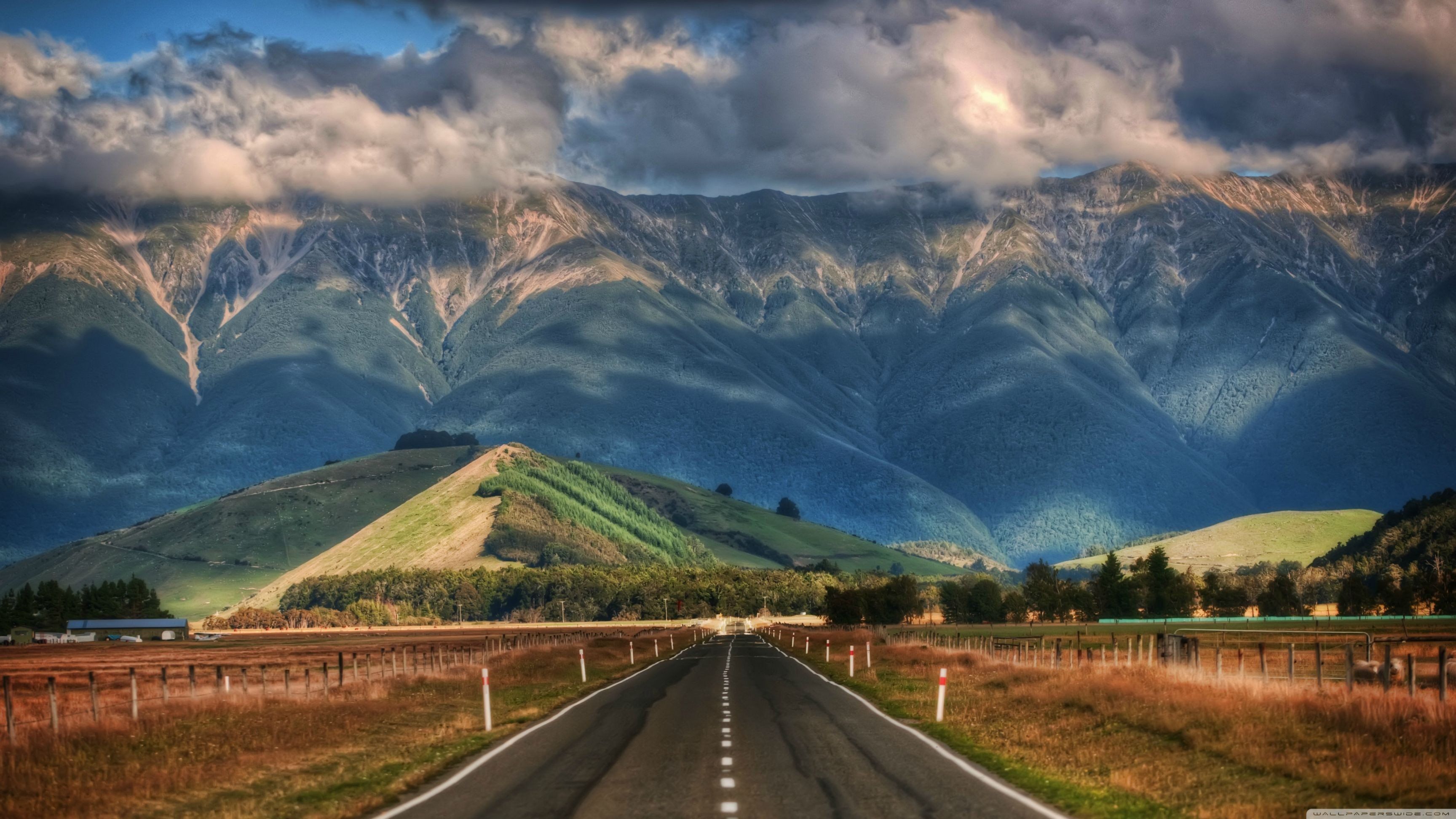 mountains, Clouds, Sunlight, Road, New Zealand HD Wallpaper