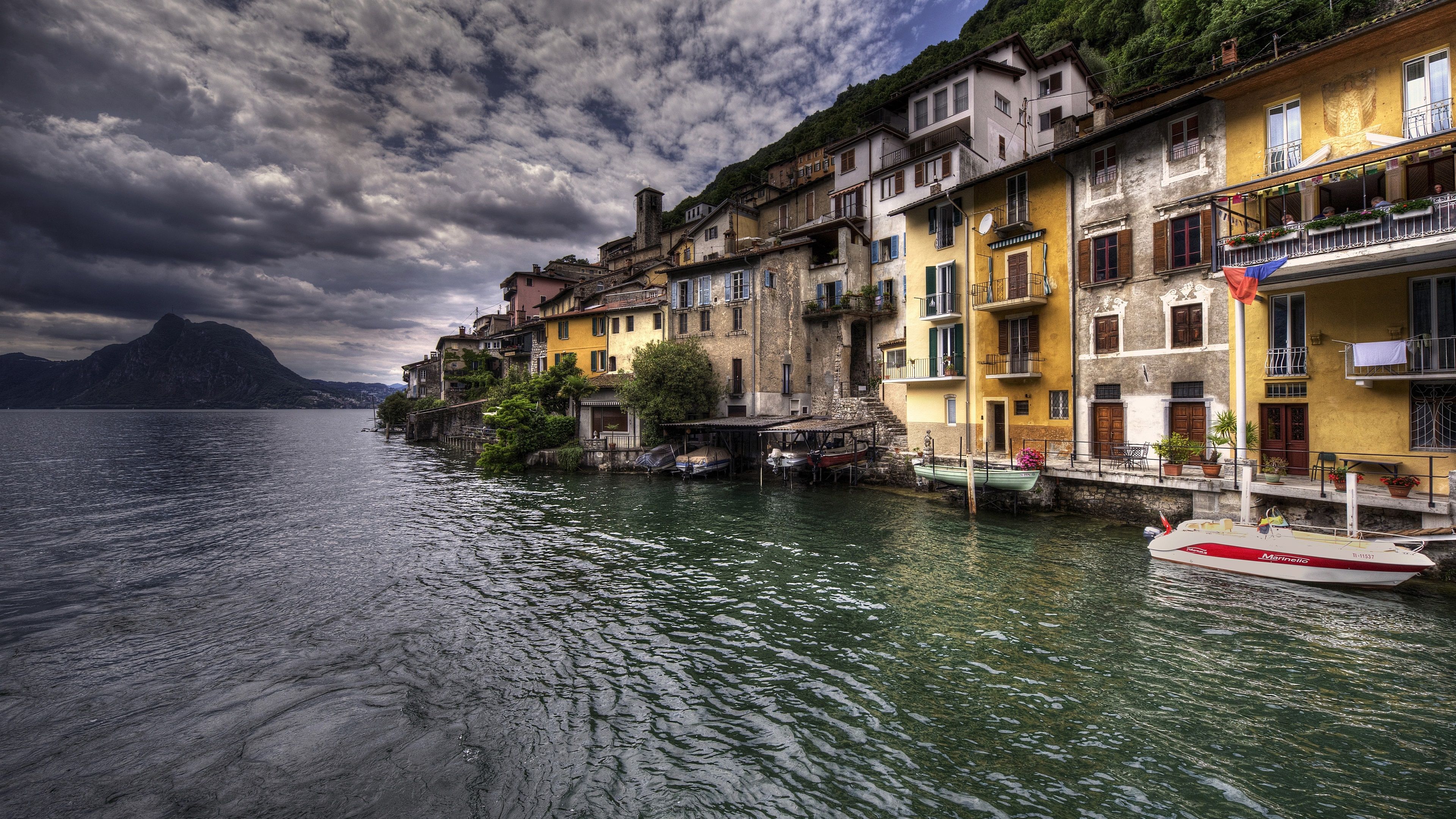 Wallpaper Gandria, Lake Lugano, Switzerland, houses, village