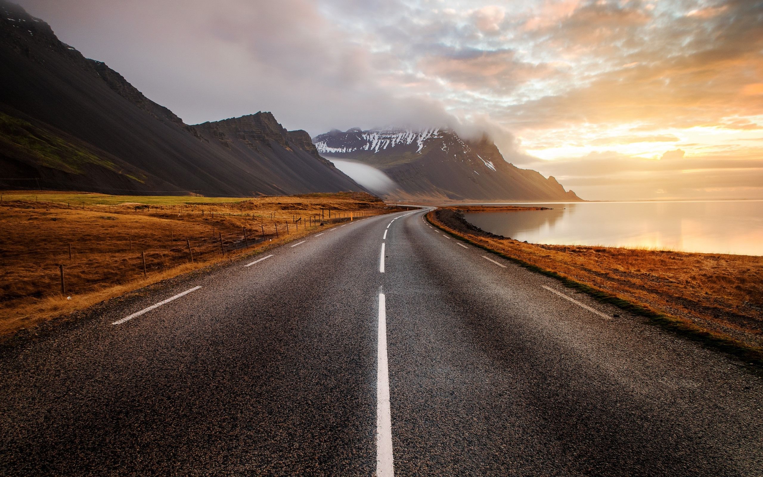 Iceland, Mountains, Road, Clouds, Sunset, Fog 750x1334 IPhone 8 7