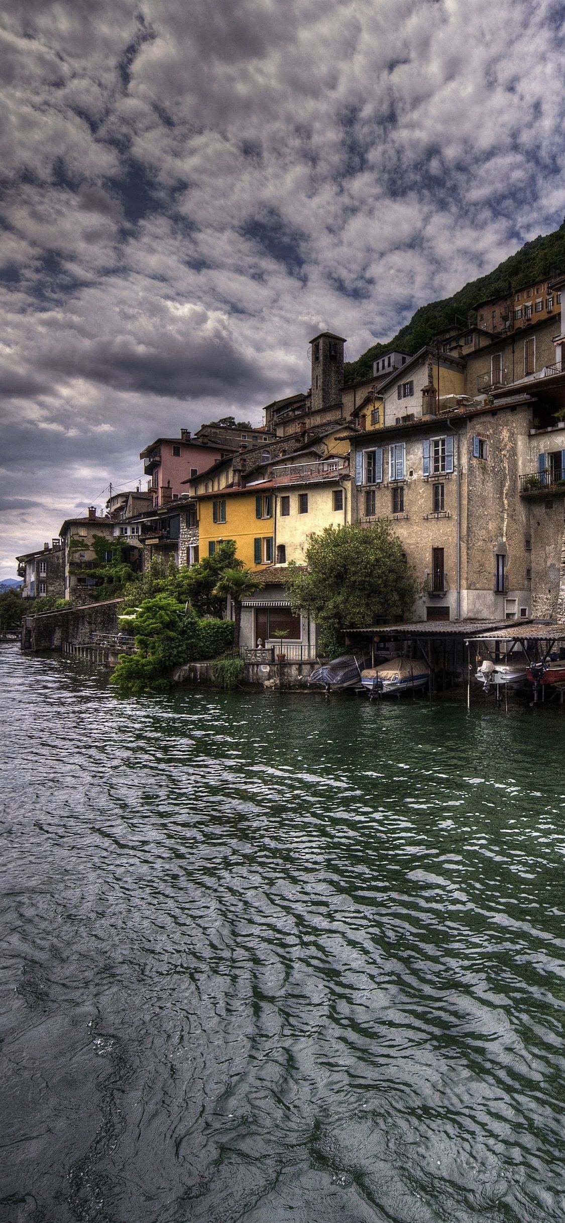 Gandria, Lake Lugano, Switzerland, houses, village 1125x2436