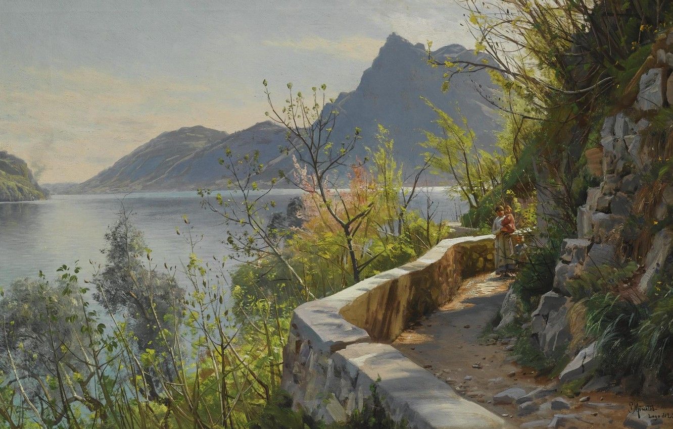 Wallpaper Danish painter, Lake Lugano, Lake Lugano, Peter