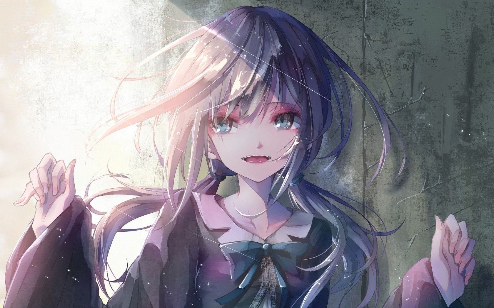 HD wallpaper: lying down, anime girls, purple hair, blush, smile |  Wallpaper Flare