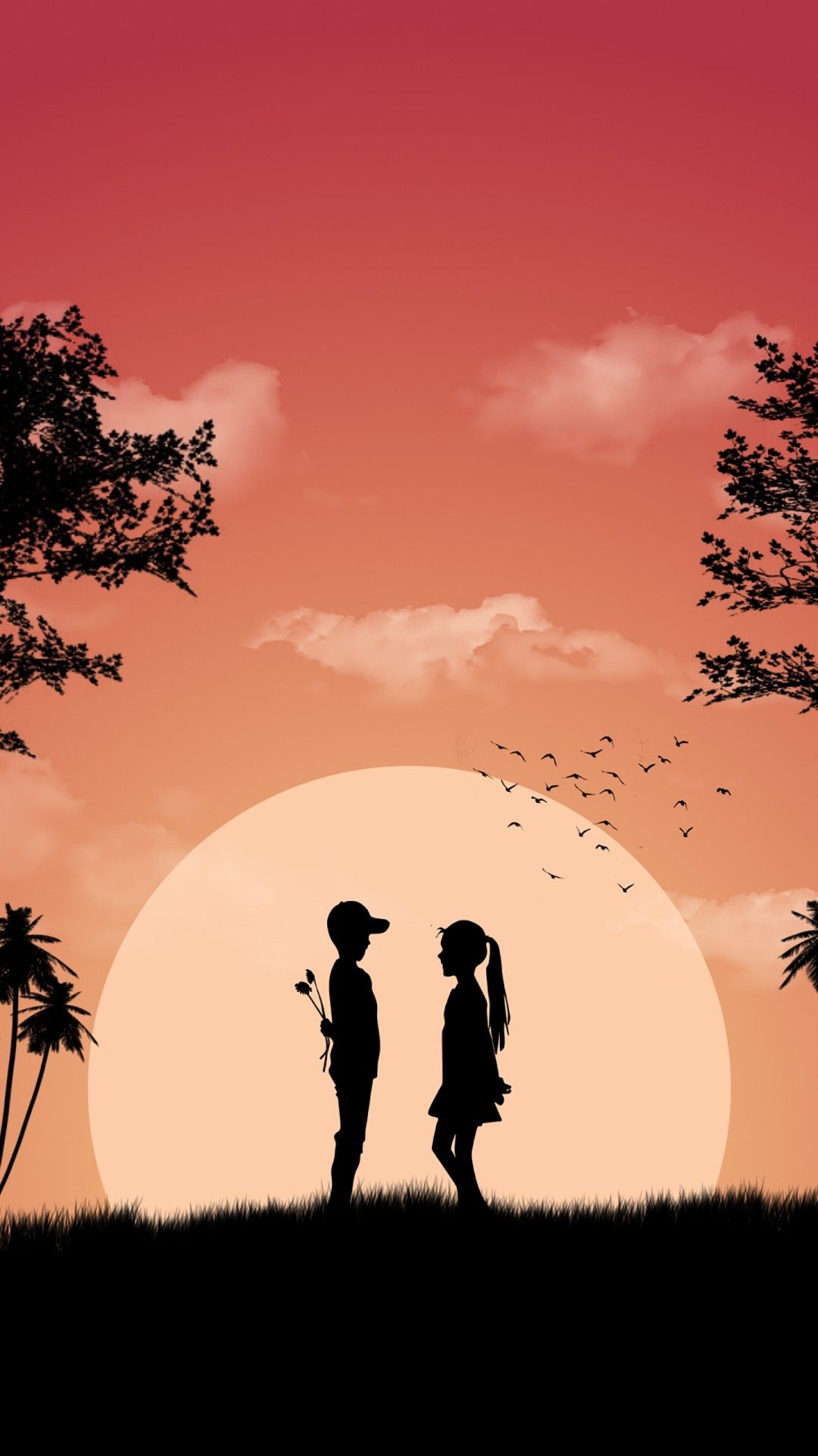 Boy Girl Love Cute Sunset Wallpaper