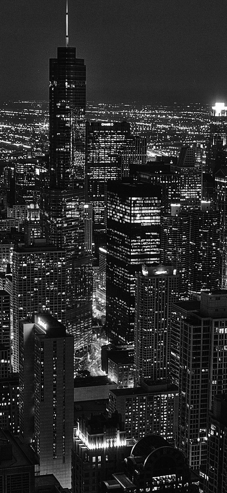 iPhone X wallpaper, city view night dark bw