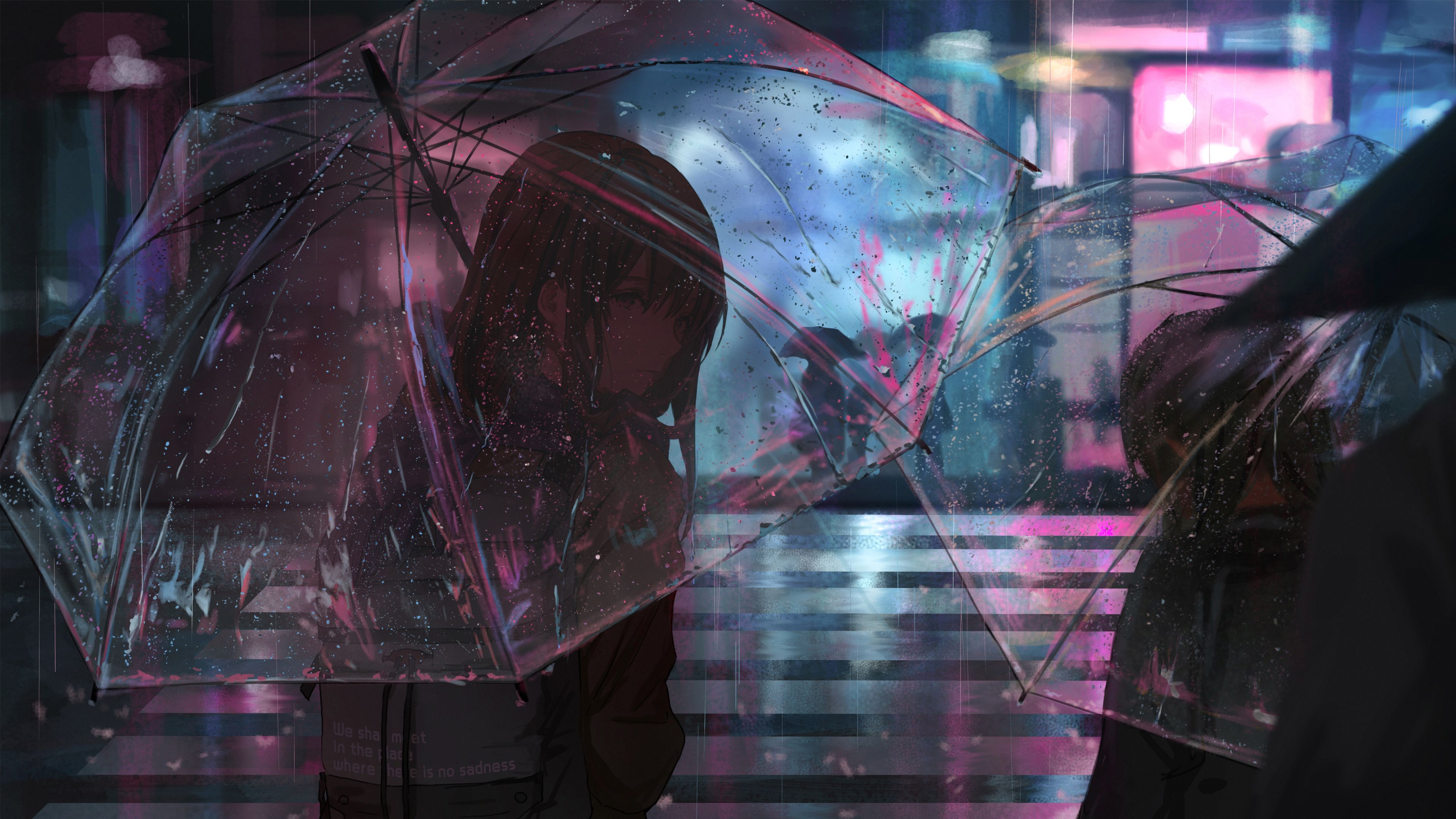Wallpaper 4k Anime Girl In Rain With Umbrella 4k 4k Wallpaper