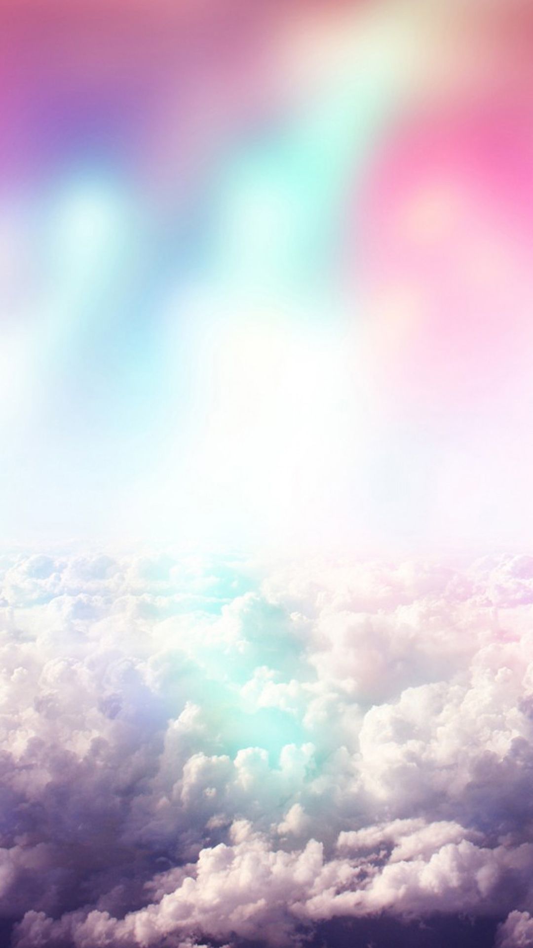 Rainbow Colors Over Fluffy Clouds Fantasy Android Wallpaper free