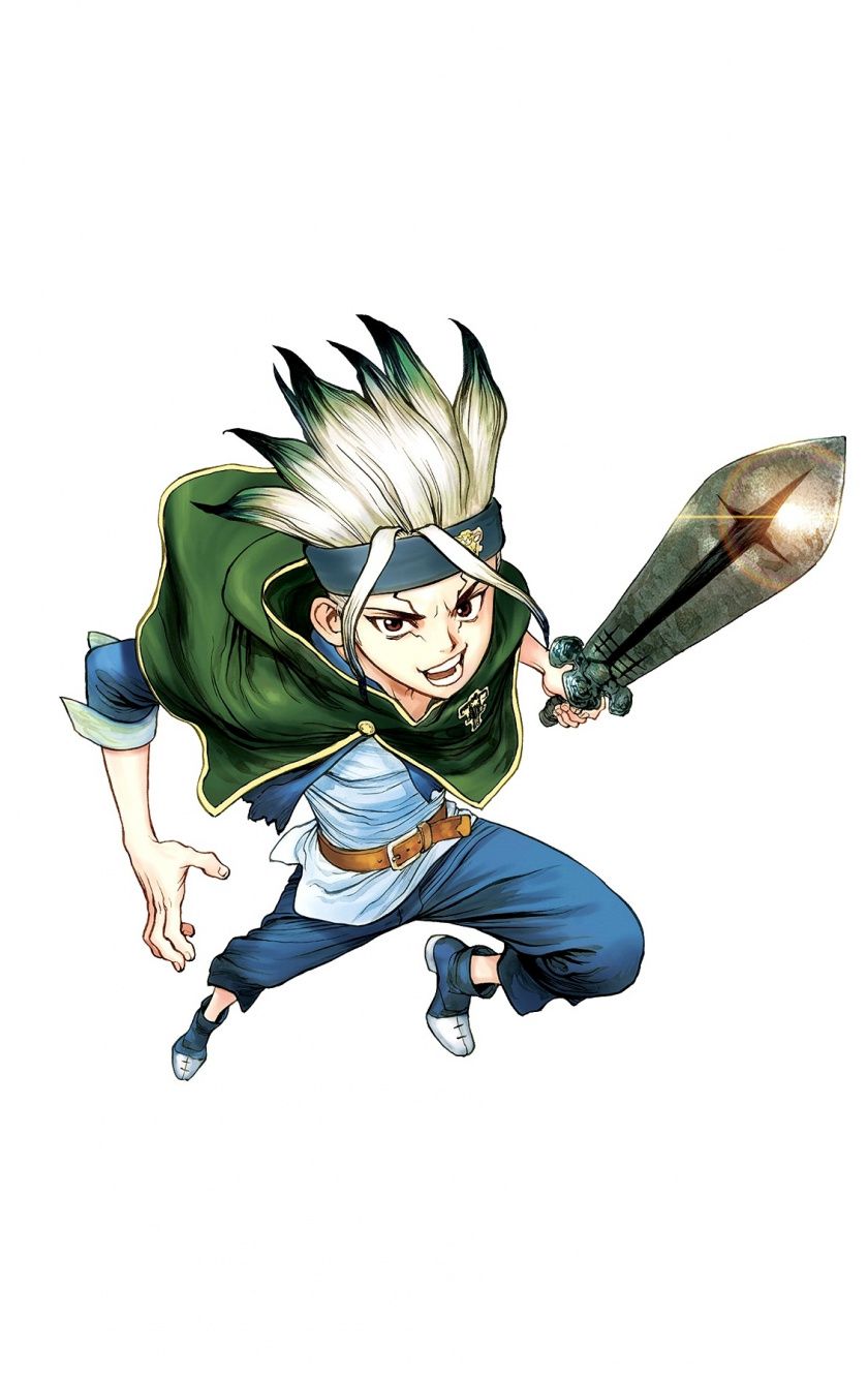 Download Minimal, Senku Ishigami, Dr. Stone, art wallpaper