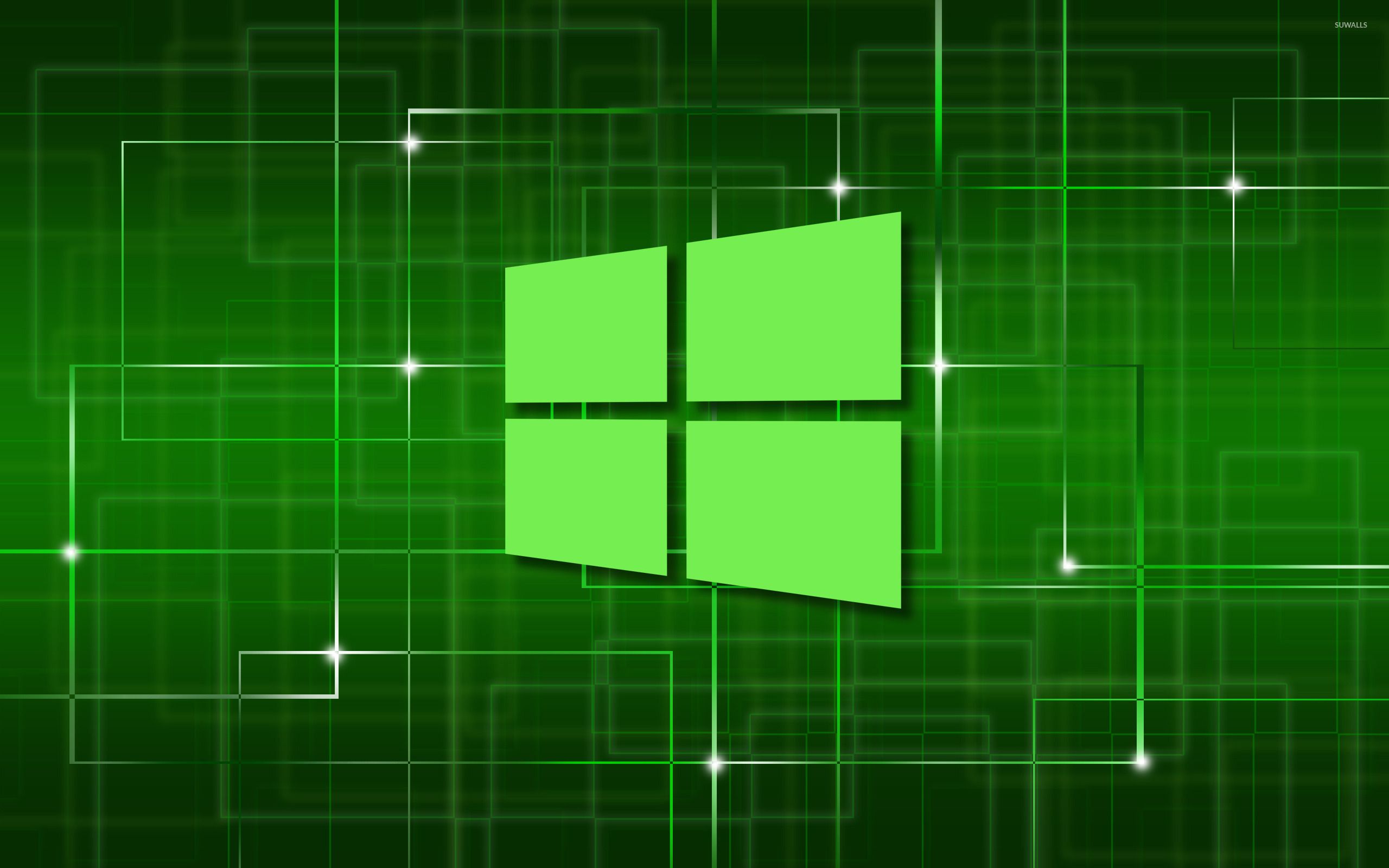 Windows 10 green simple logo on a network wallpaper wallpaper