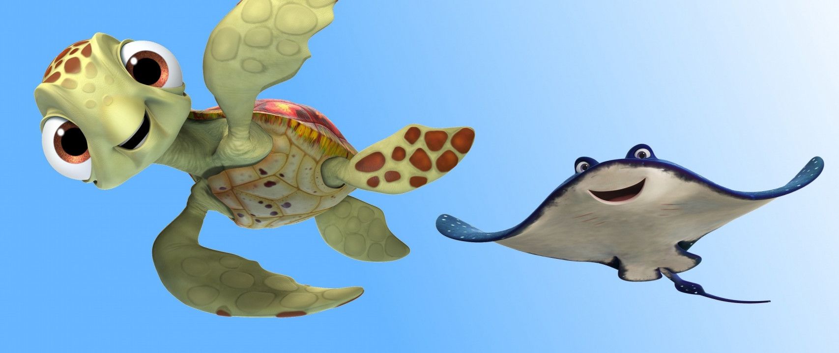 Cute Turtle and Ray fish Friends HD Wallpaper