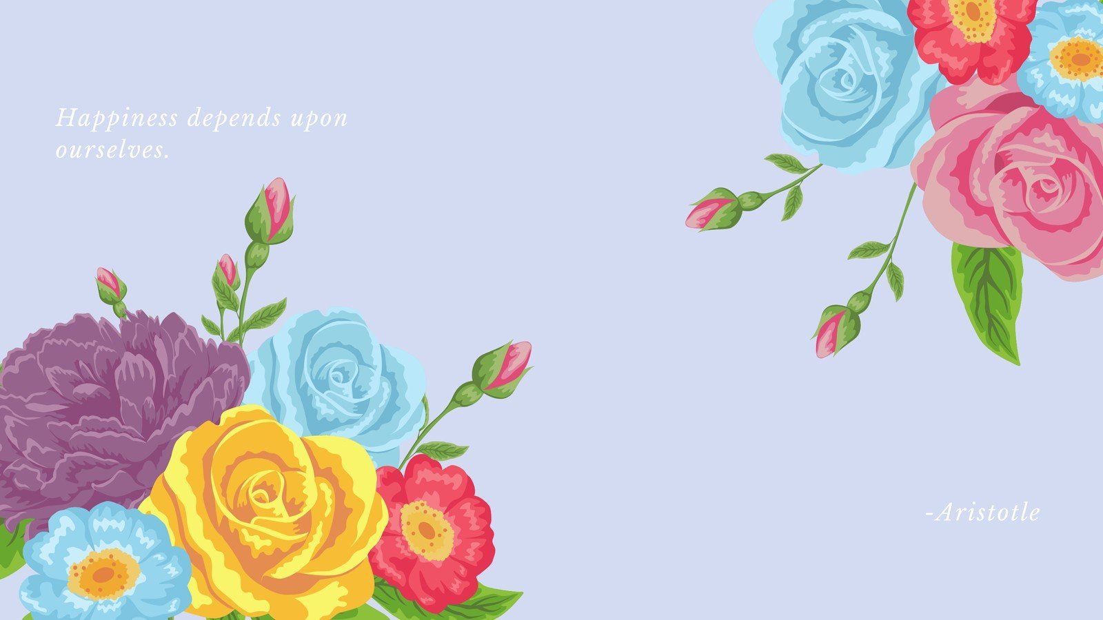 Pastel Blue Life Quote Floral Desktop Wallpaper