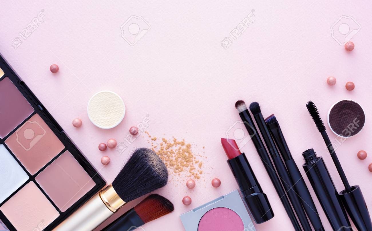Free download Makeup Brush And Decorative Cosmetics On A Pastel Pink Background [1300x807] for your Desktop, Mobile & Tablet. Explore Cosmetics Background. Cosmetics Wallpaper, Benefit Cosmetics Wallpaper, Tarte Cosmetics Wallpaper