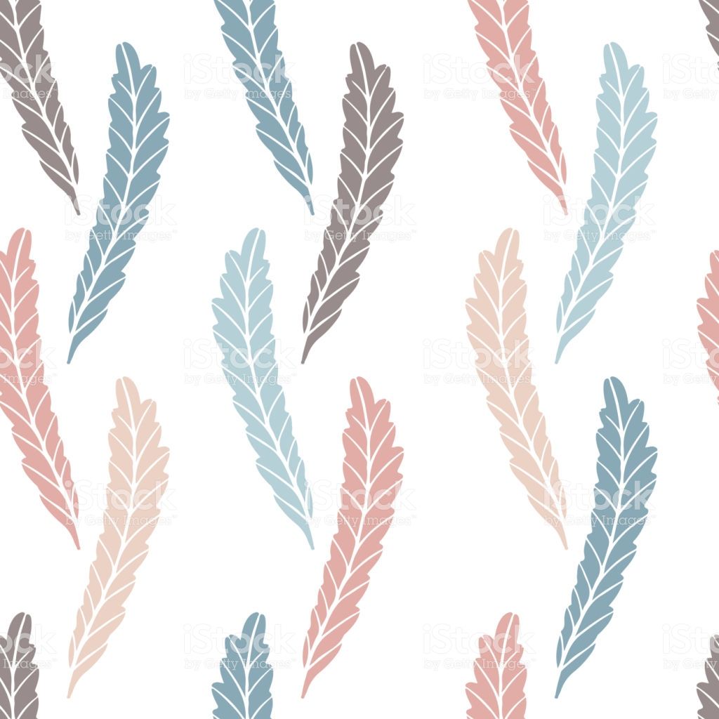 Floral Leafy Seamless Pattern Hand Drawn Illustration In Simple
