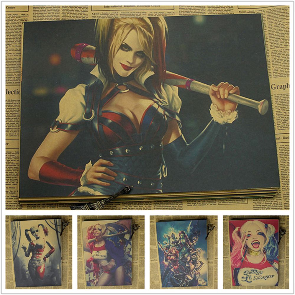 Wall Sticker Wallpaper Vintage Batman Harley Quinn Suicide Squad