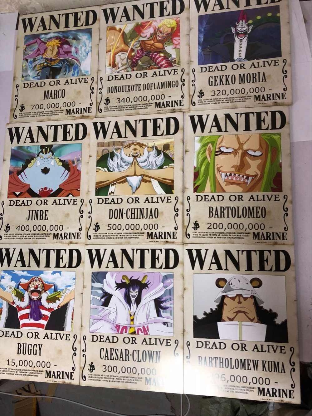 One Piece Poster 5Pcs Set Reward Wanted Circular Retro Edition