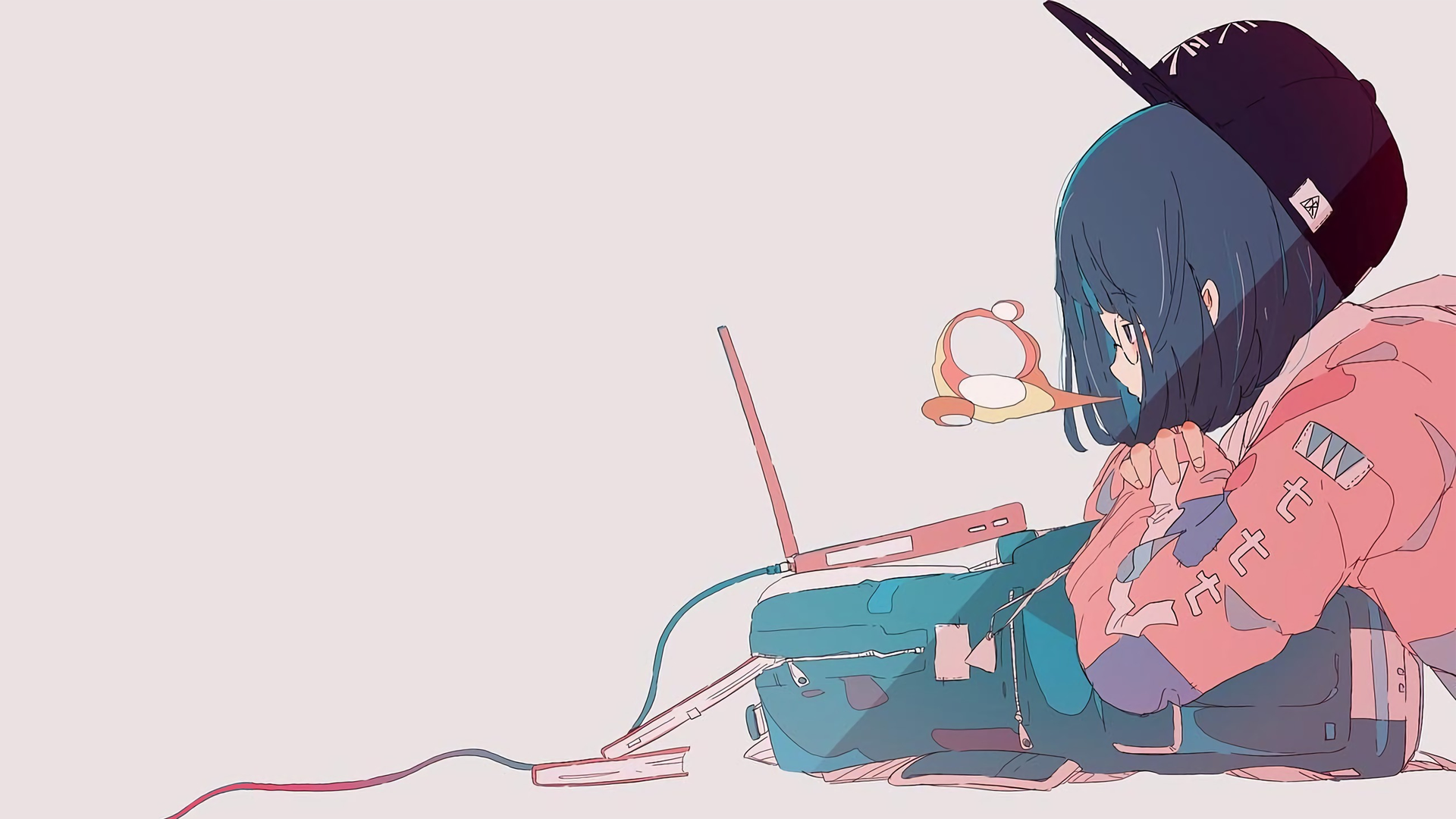 1920x1080 Girl, Anime, Laptop Wa
